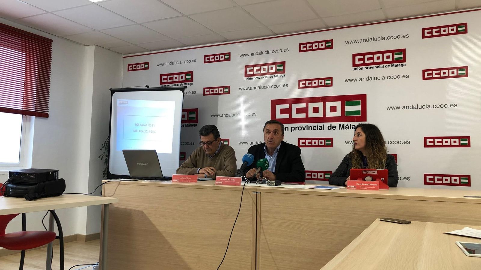 Antonio Turmo, Fernando M. Cubillo y Saray Pineda, esta mañana