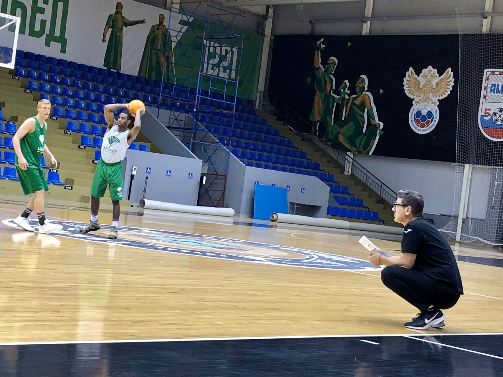 Las fotos del entrenamiento del Unicaja en Novgorod