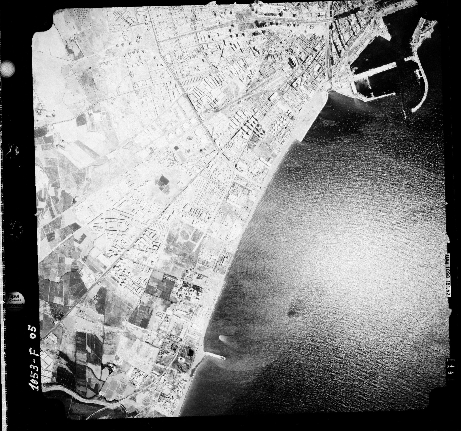 Vista aérea Málaga capital 1977