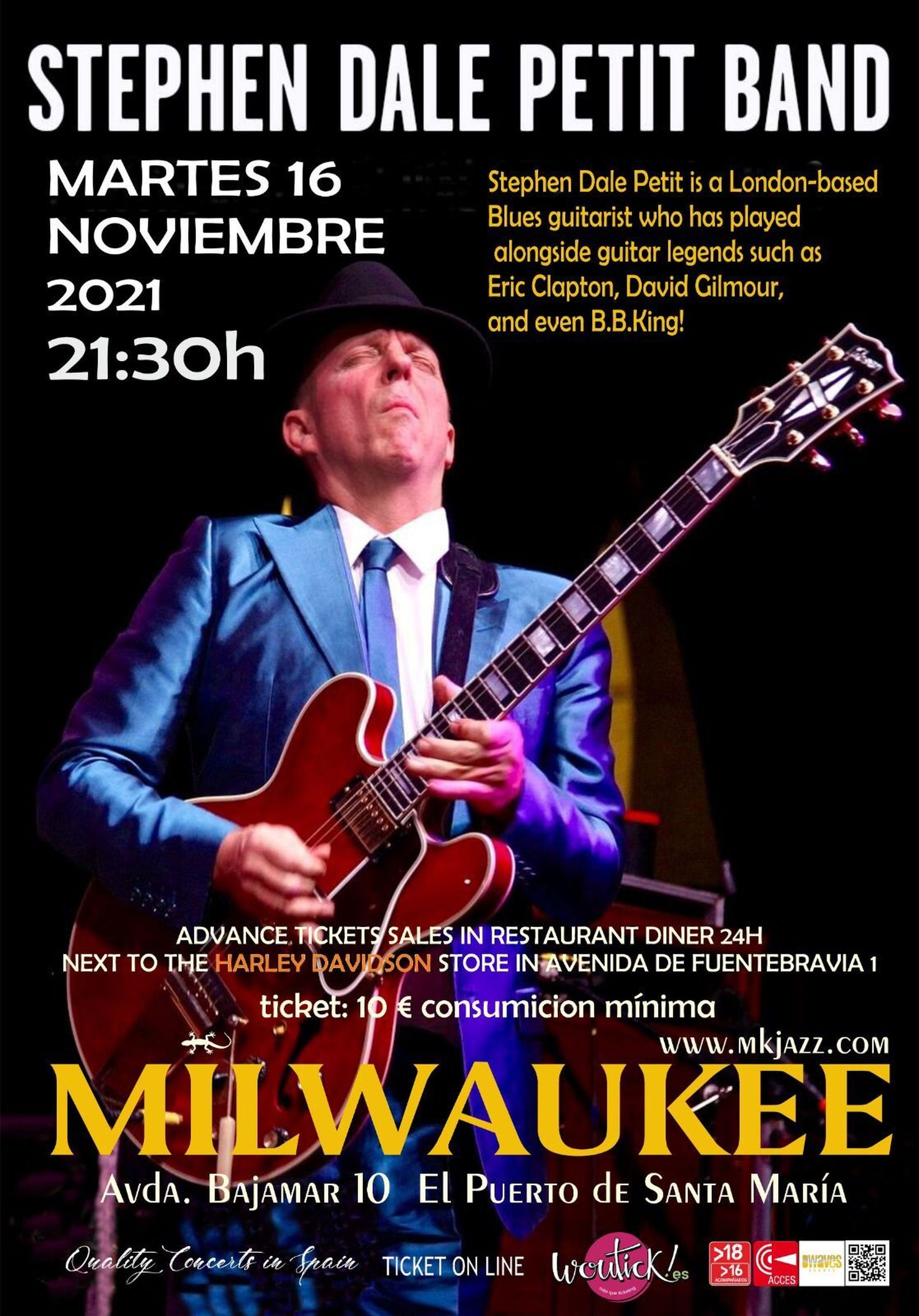 El cartel anunciador del concierto del cantante y guitarrista.