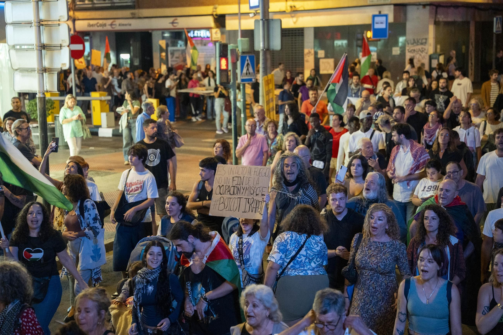 La Plataforma Almería por Palestina se manifiesta por la situación en Gaza, en imágenes