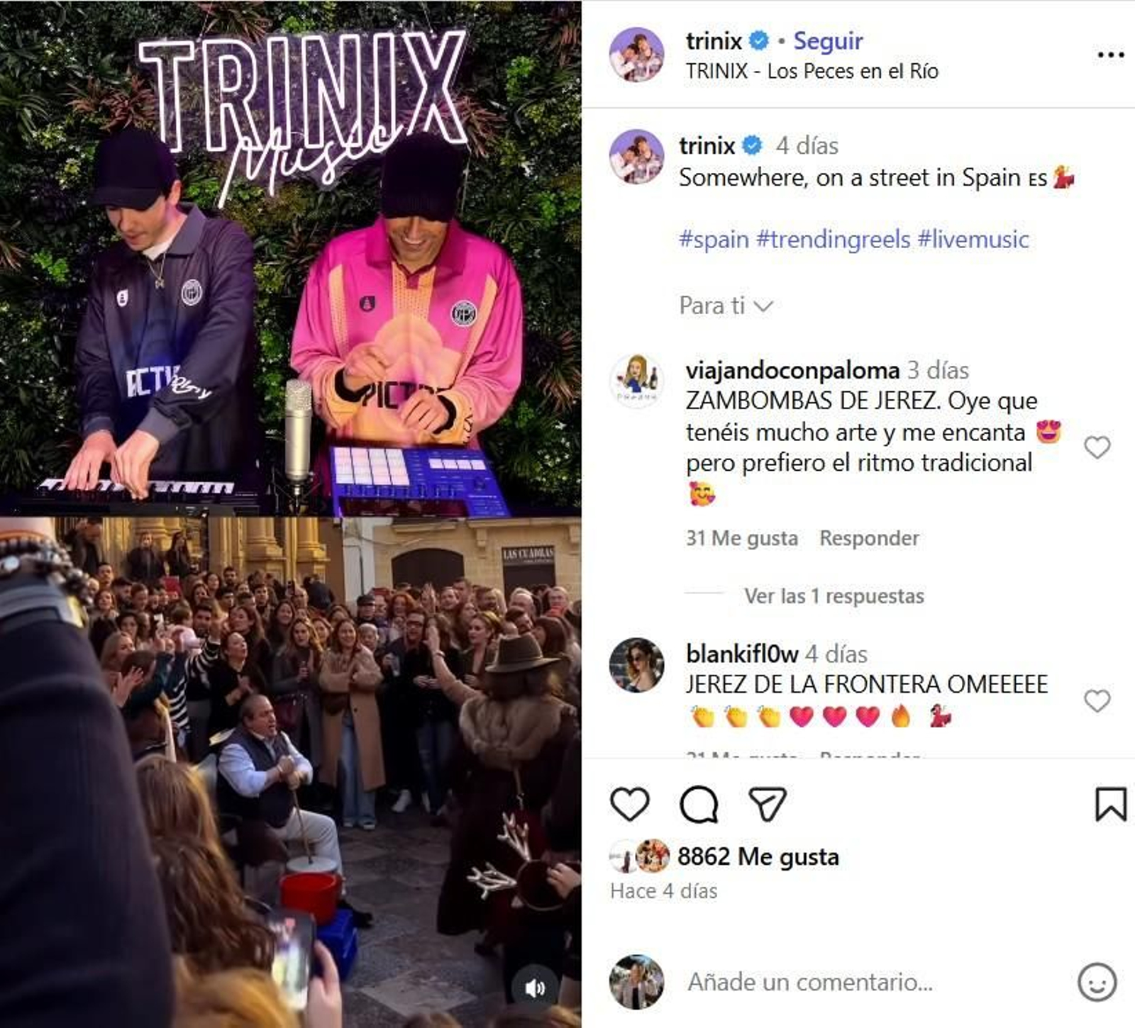 Publicación del remix de 'Los peces en el río' interpretado por la Zambomba de Jerez y TRINIX.