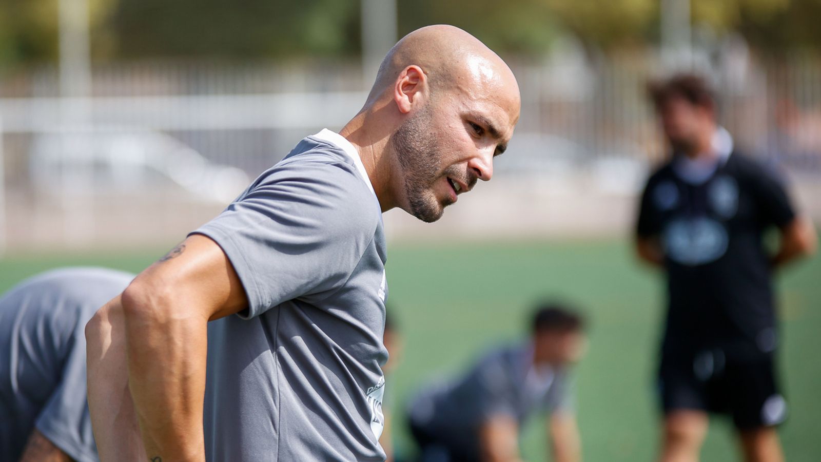Lobo, en un entrenamiento con los azulinos en La Granja.