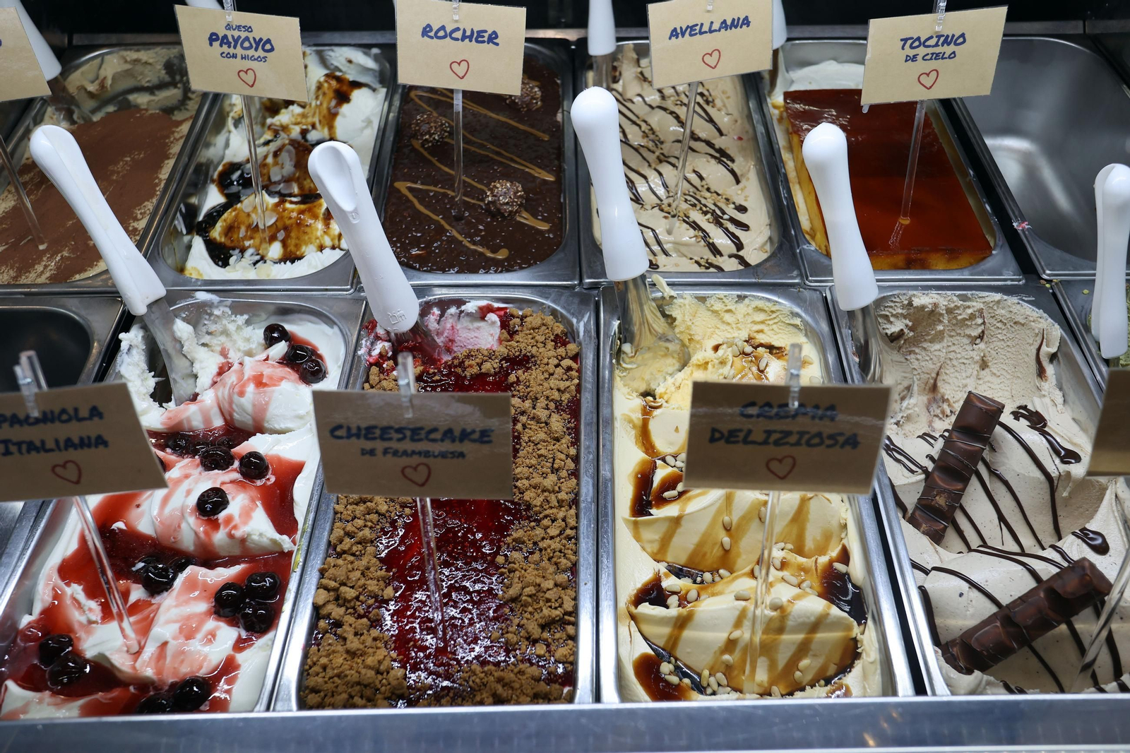 Helados de artesanos de Gelateria Delizioso.