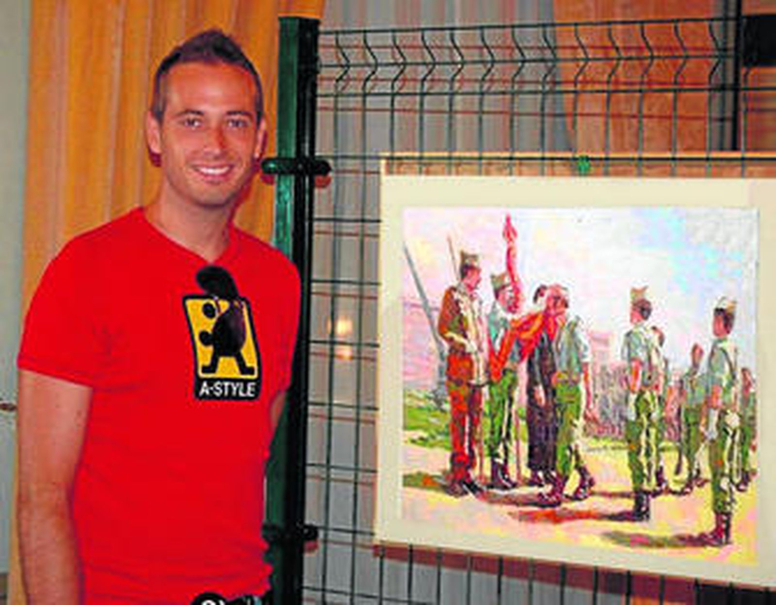 Nicolas Morales, junto al cuadro que le supuso el primer premio.