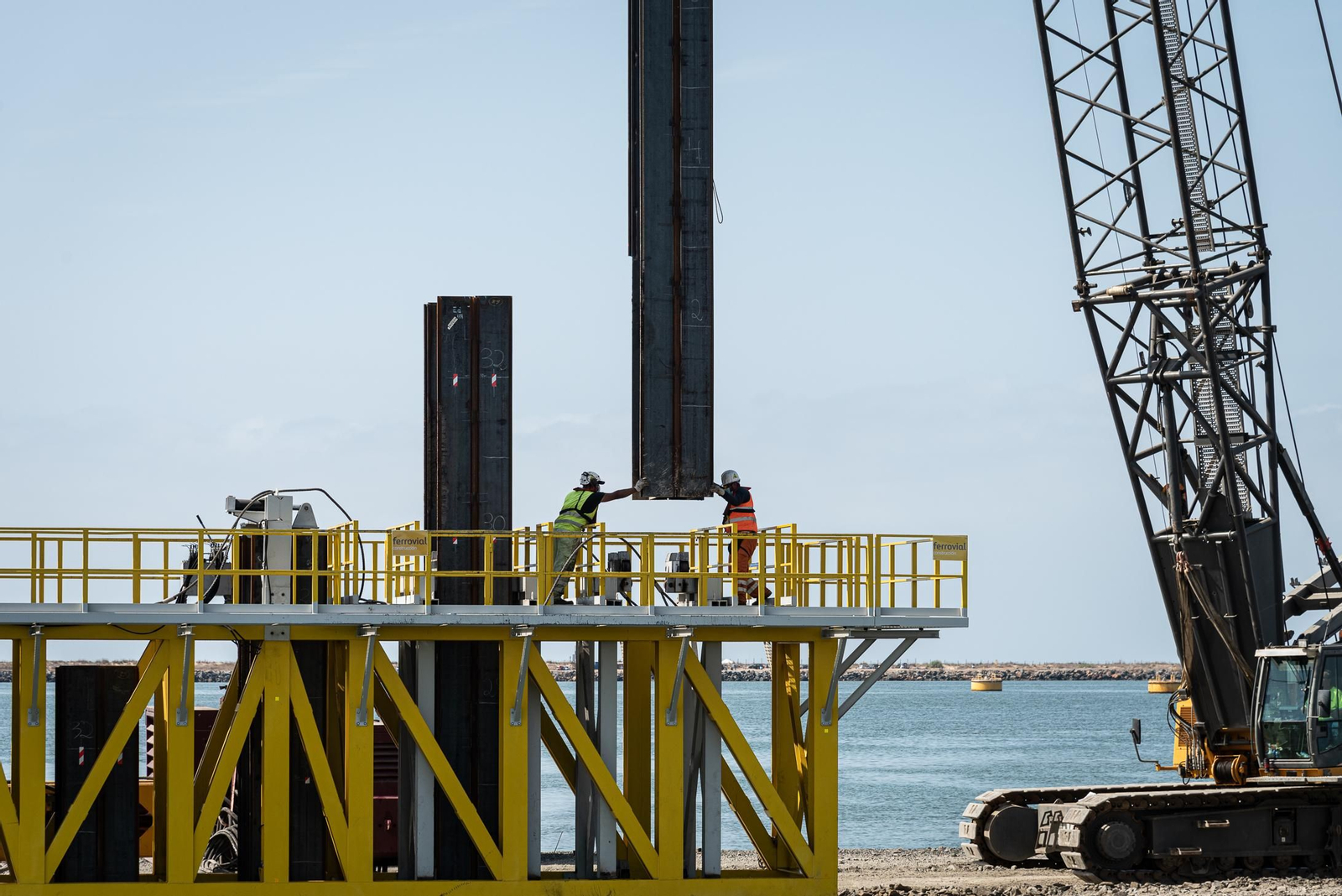Imágenes de a obra de ampliación del muelle sur del Puerto de Huelva