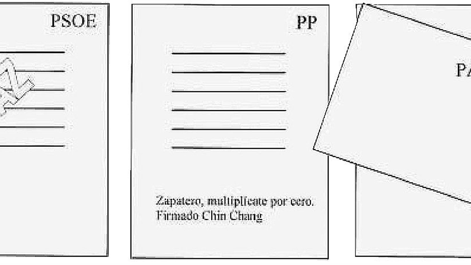 Reproducción de los tres votos que fueron cuestionados tras las municipales de 2007 en Zahara de la Sierra. Reproducción de los tres votos que fueron cuestionados tras las municipales de 2007 en Zahara de la Sierra.