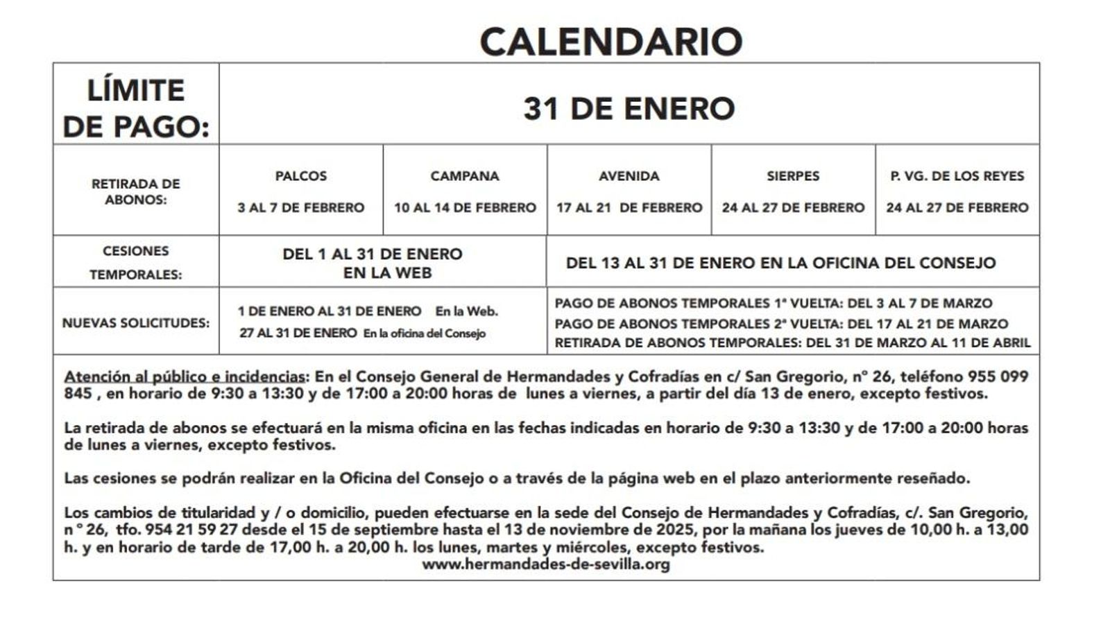 Calendario completo de renovaciones y plazos