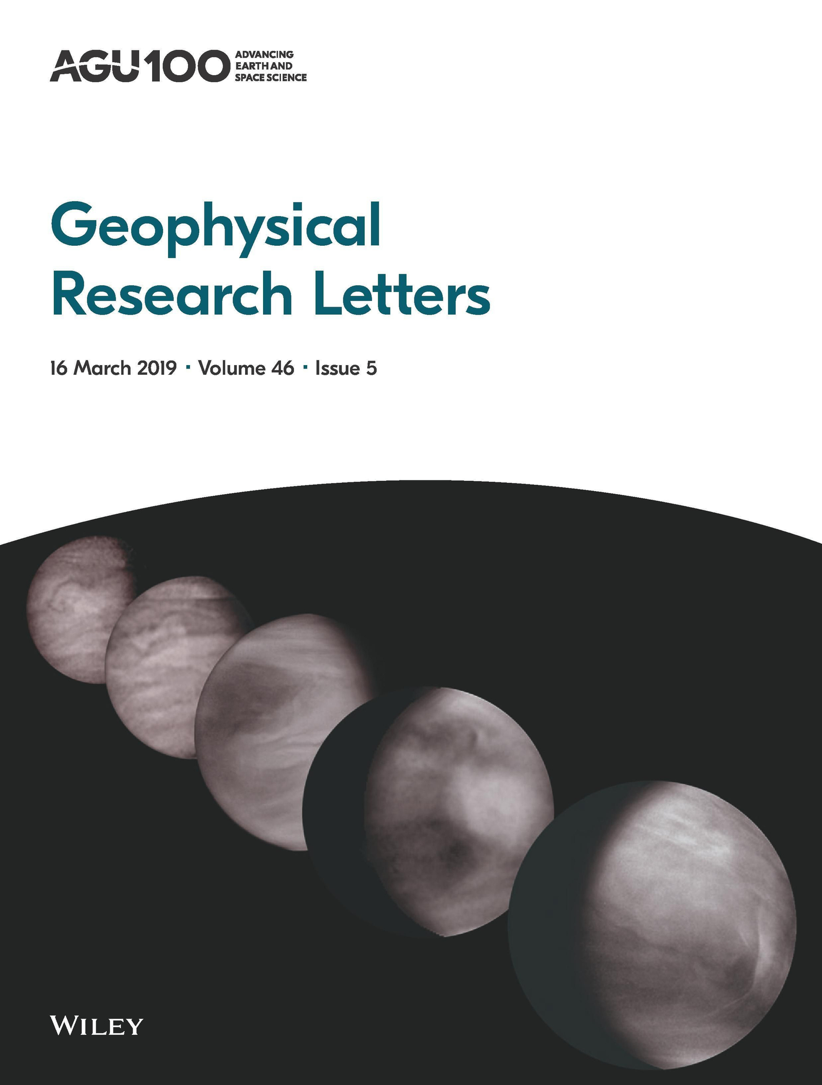 La portada de la revista 'Geophysical Research Letters' de marzo con el estudio en el que ha participado Javier Peralta.
