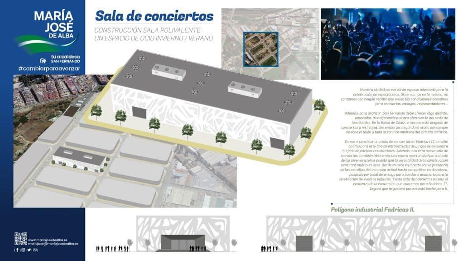 Sala de conciertos propuesta por la candidata del PP en San Fernando, María José de Alba.