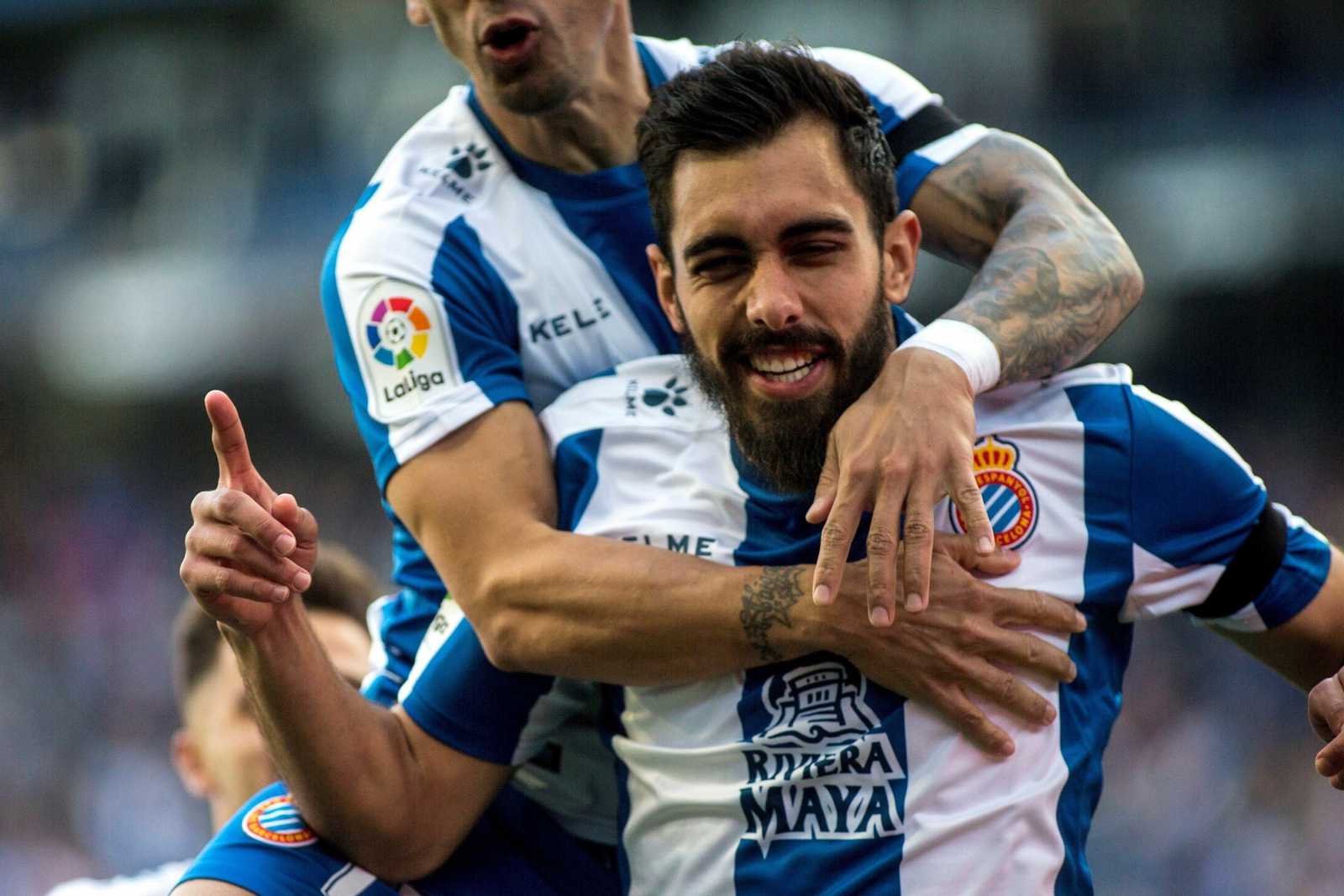 Borja Iglesias celebra un gol con el Espanyol la pasada temporada.