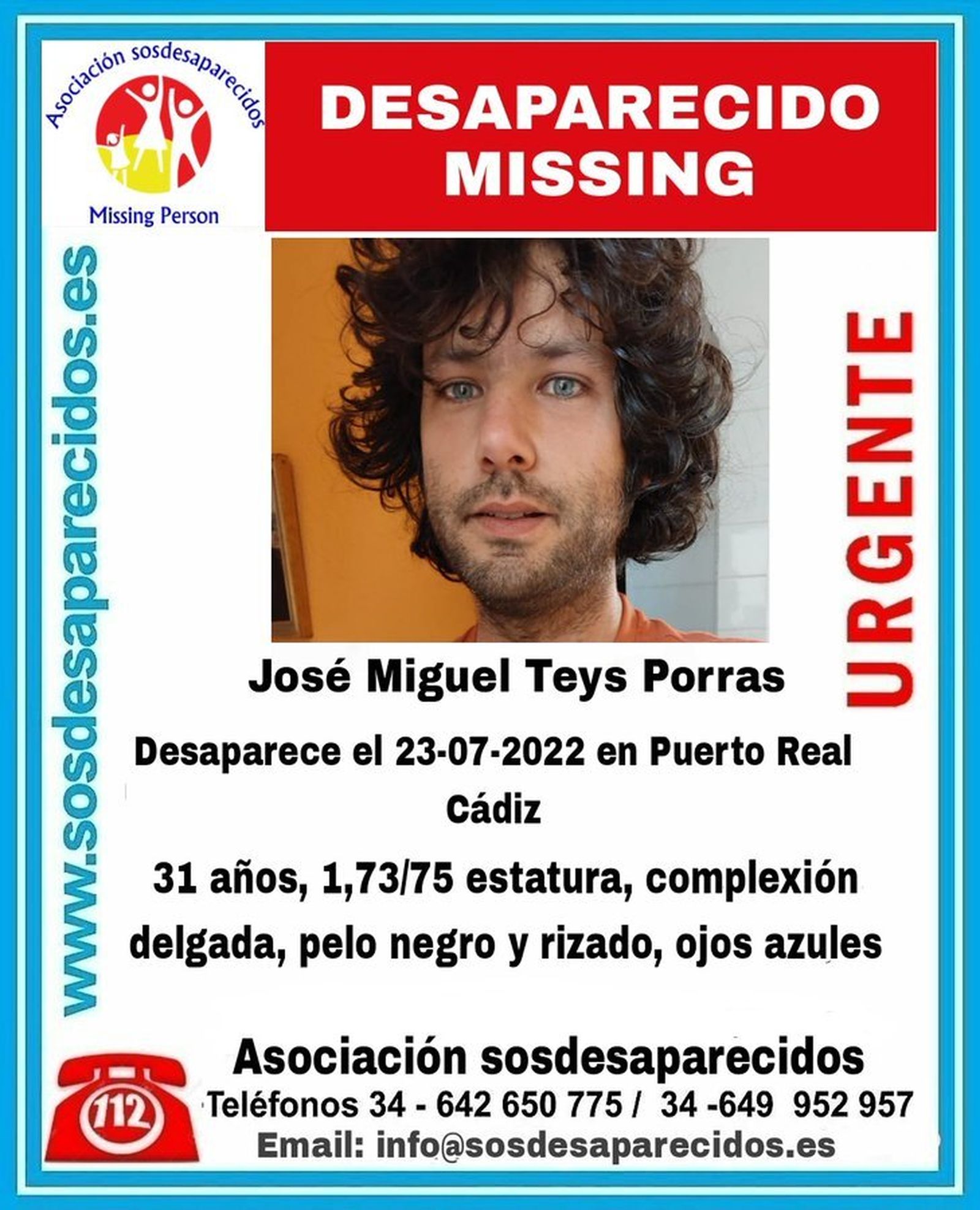 Se busca a un hombre de 31 años desaparecido en Puerto Real