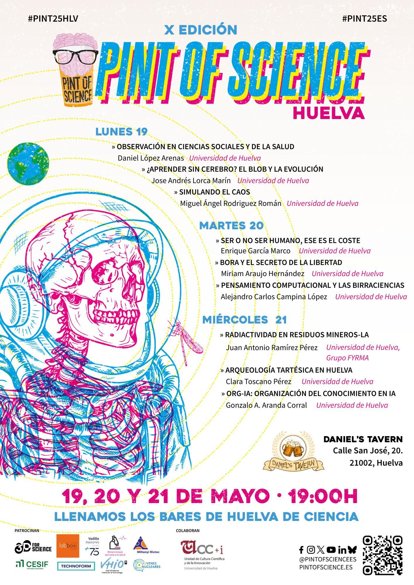 Cartel de la programación de Pint of Science en Huelva.