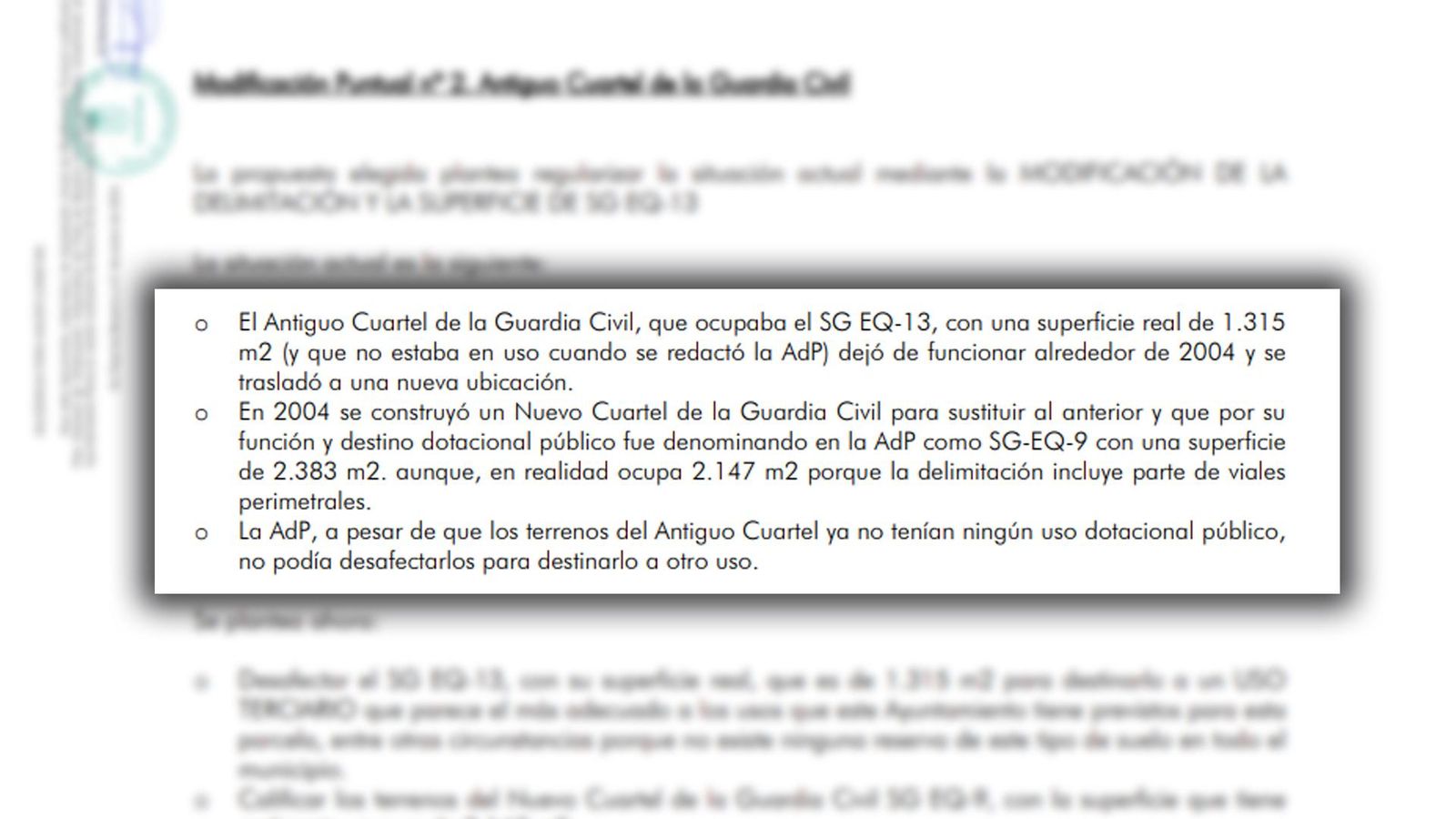 Extracto del documento de modificaciones puntuales del PGOU de Peal