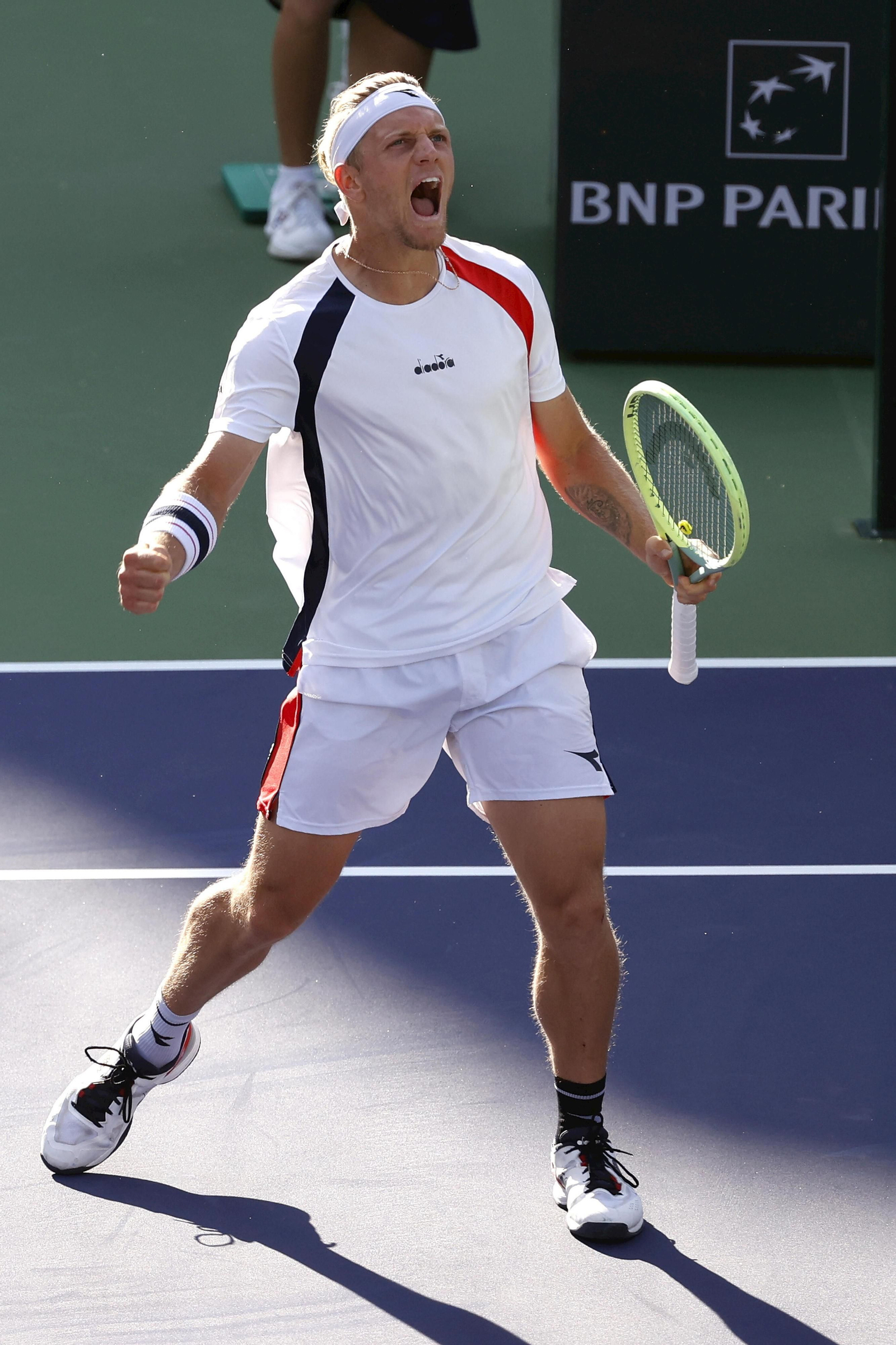 Davidovich celebra un punto en Indian Wells.