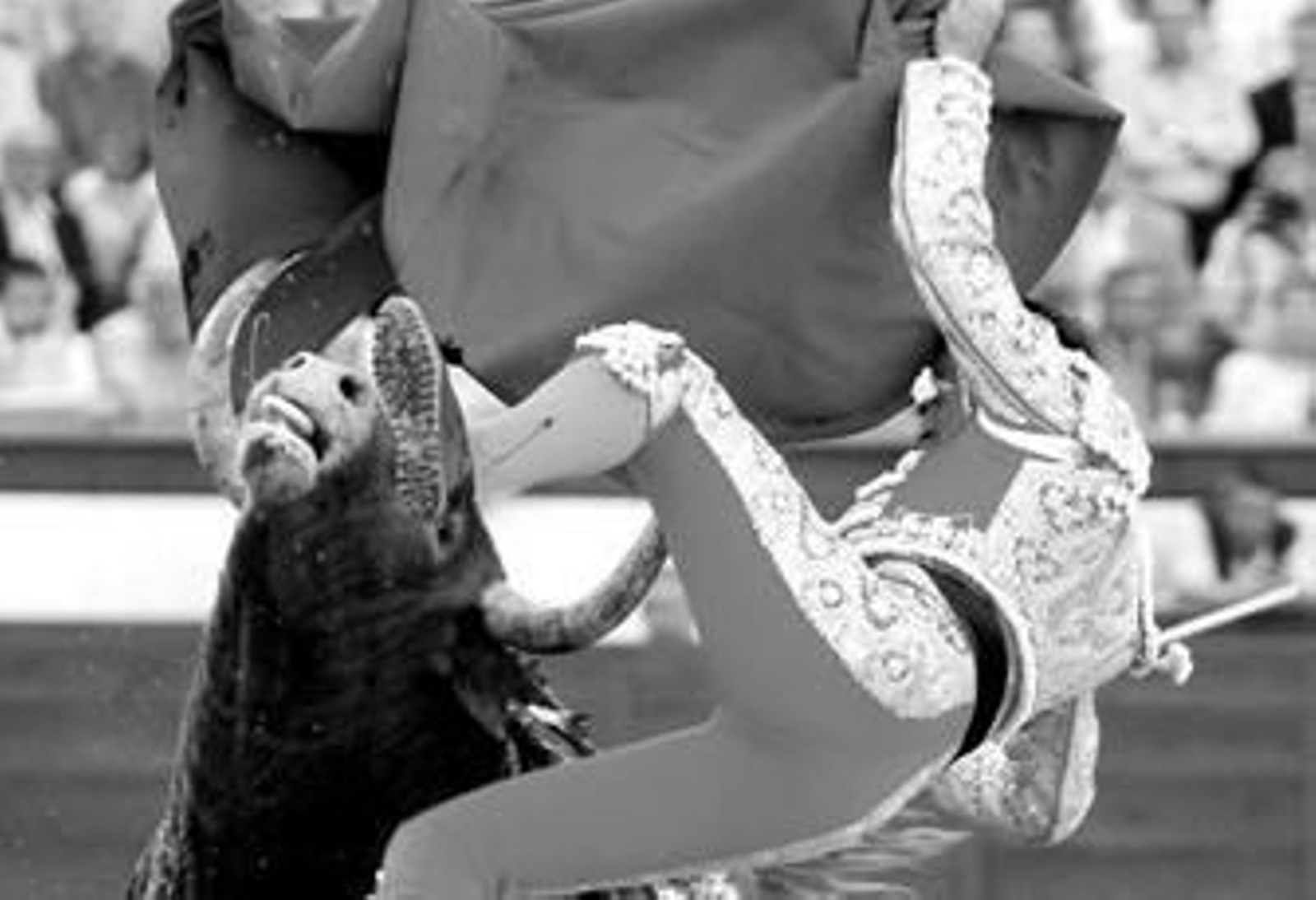 Momento en el que el tercer toro hiere a Salvador Cortés.