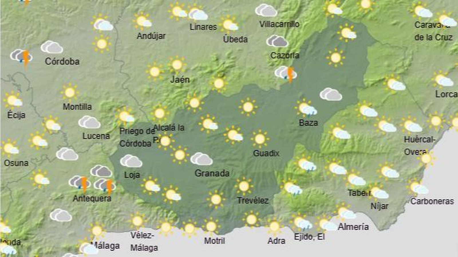 El Tiempo en Granada el 23 de enero de 2026