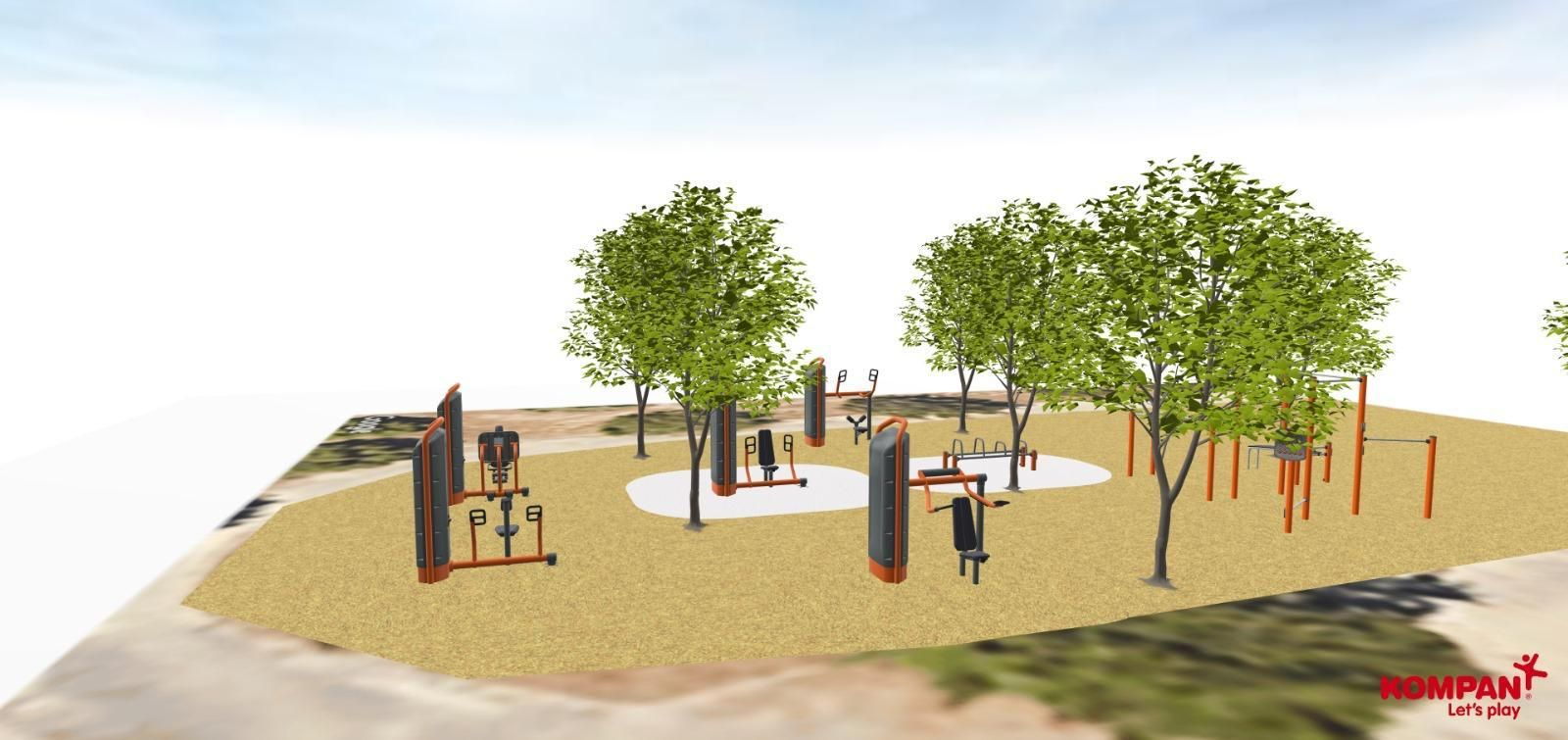 Render el equipamiento deportivo en el parque del Andarax