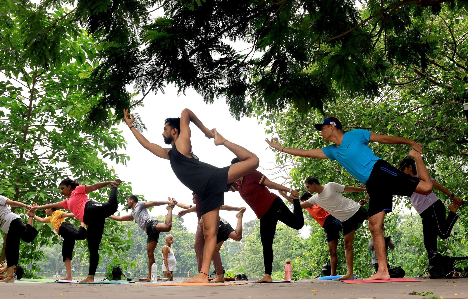 Grupo de personas haciendo yoga.