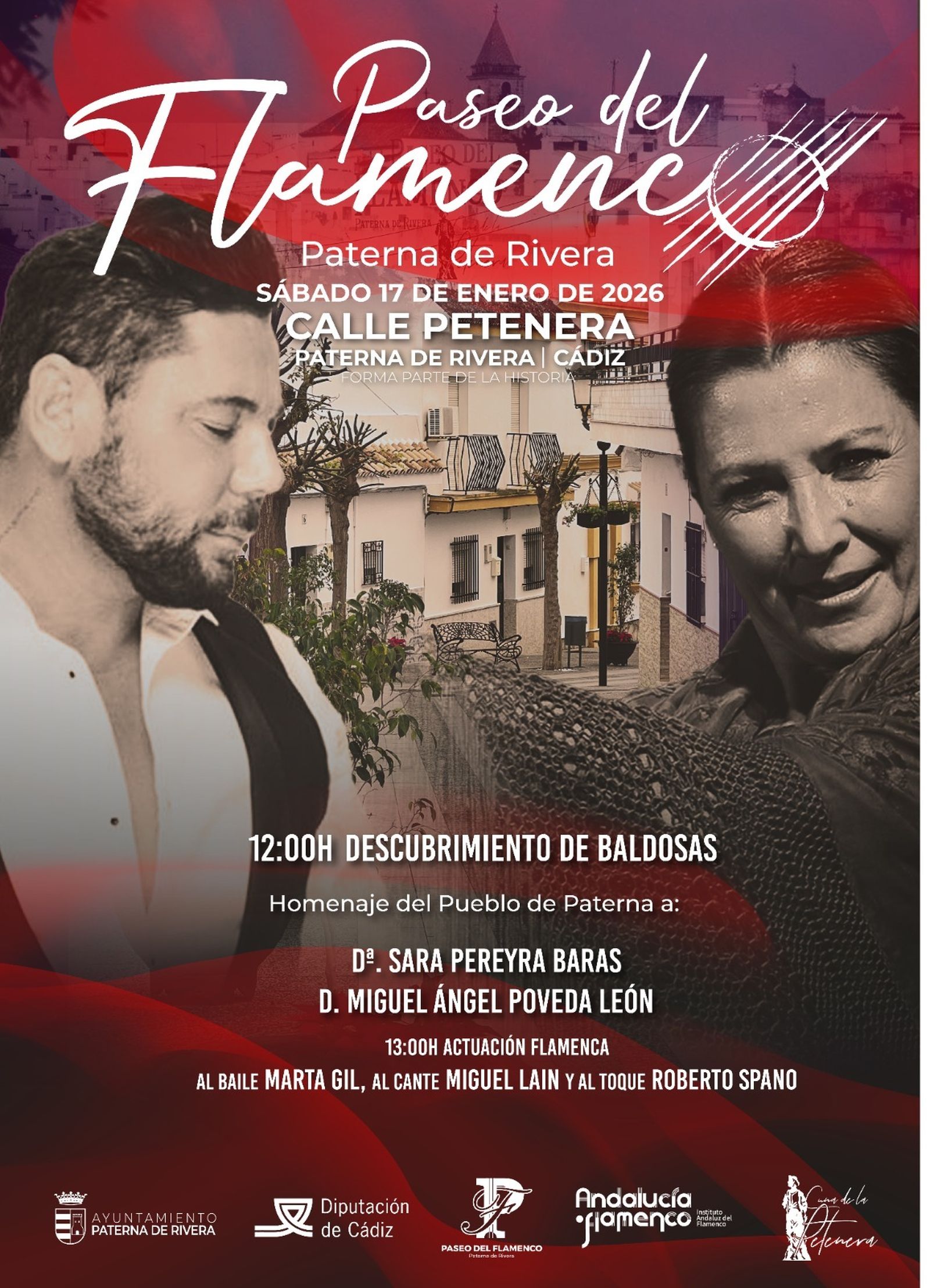 Cartel del homenaje en Paterna de Rivera a Sara Baras y Miguel Poveda