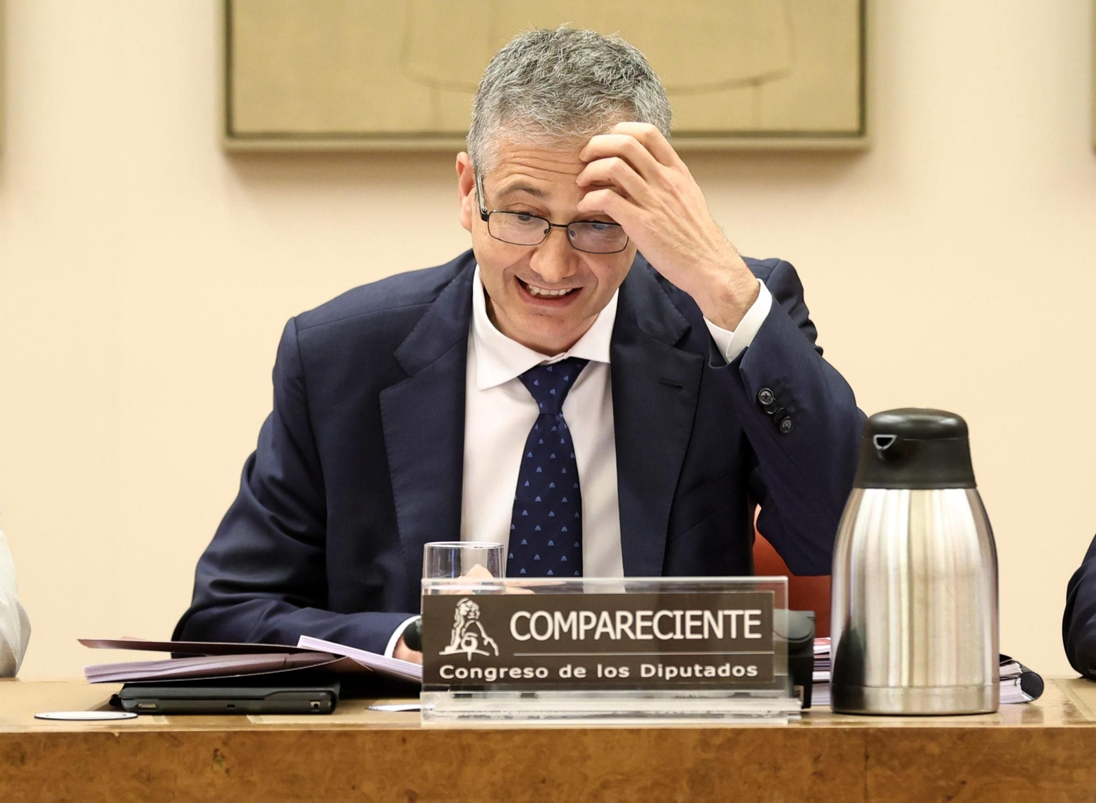 El gobernador del Banco de España, Pablo Hernández de Cos, en una comparecencia en junio en el Congreso de los Diputados