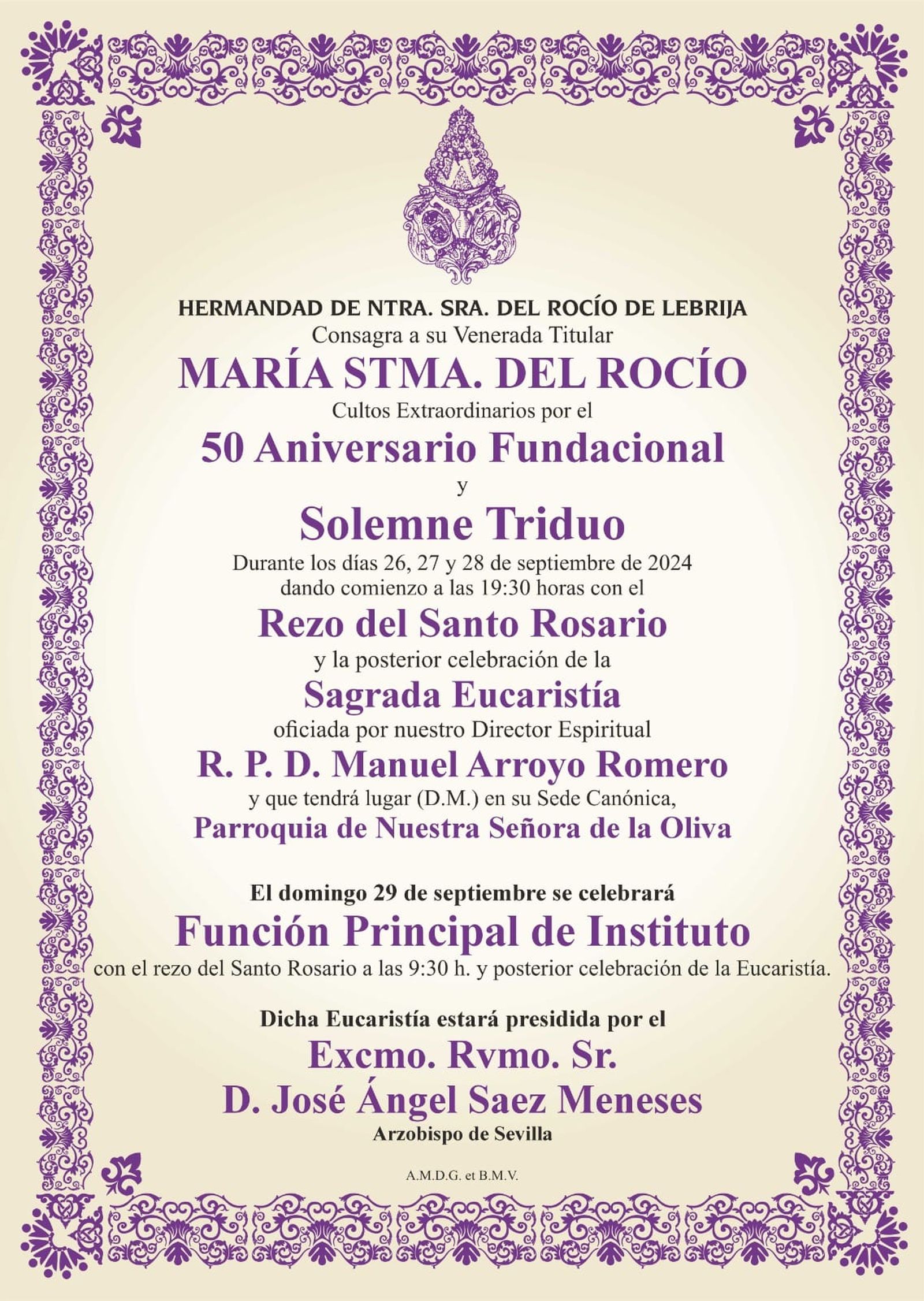 Cartel anunciador de los cultos.