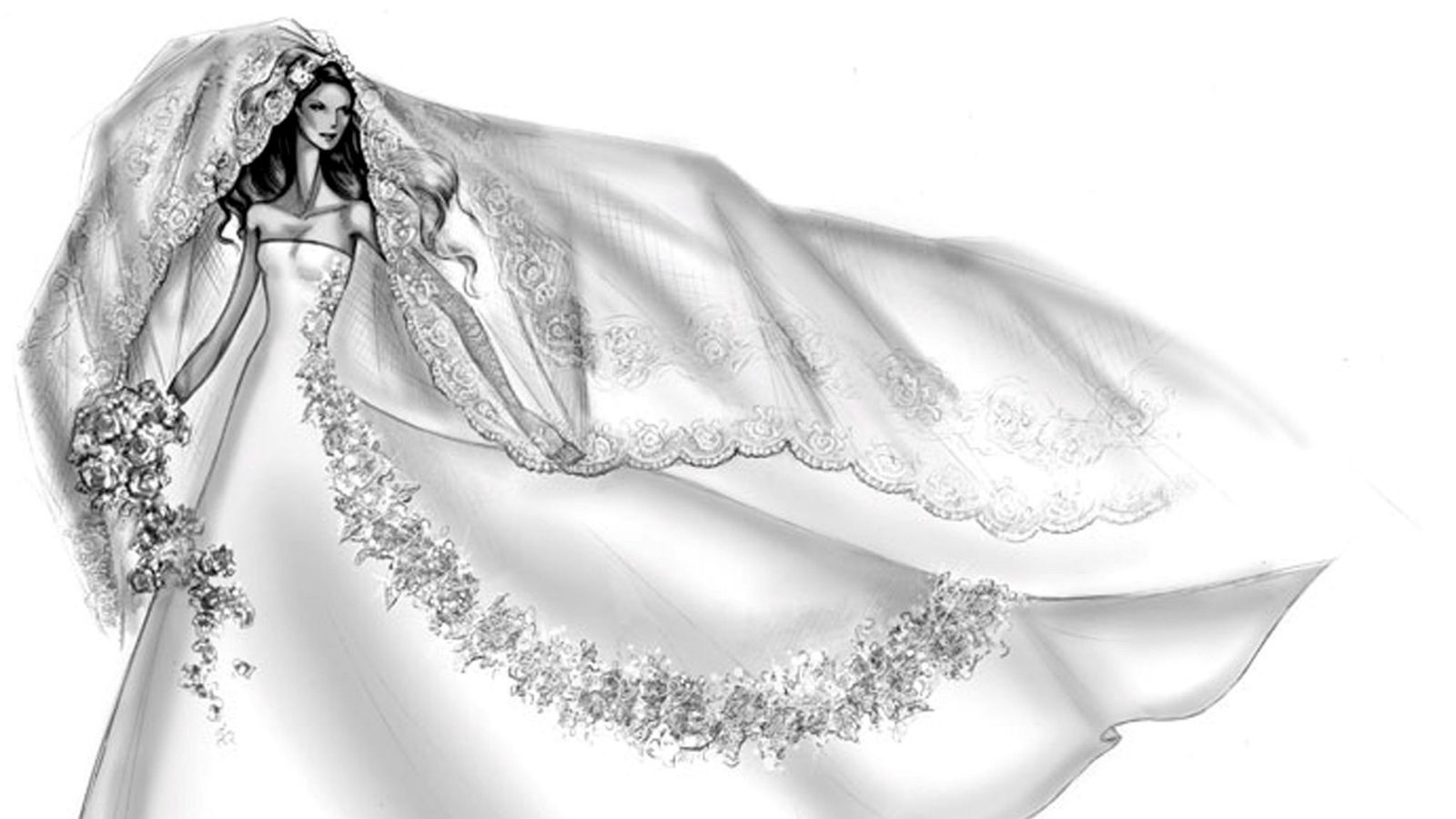 Diseño para el vestido de novia de Athina Onassis.