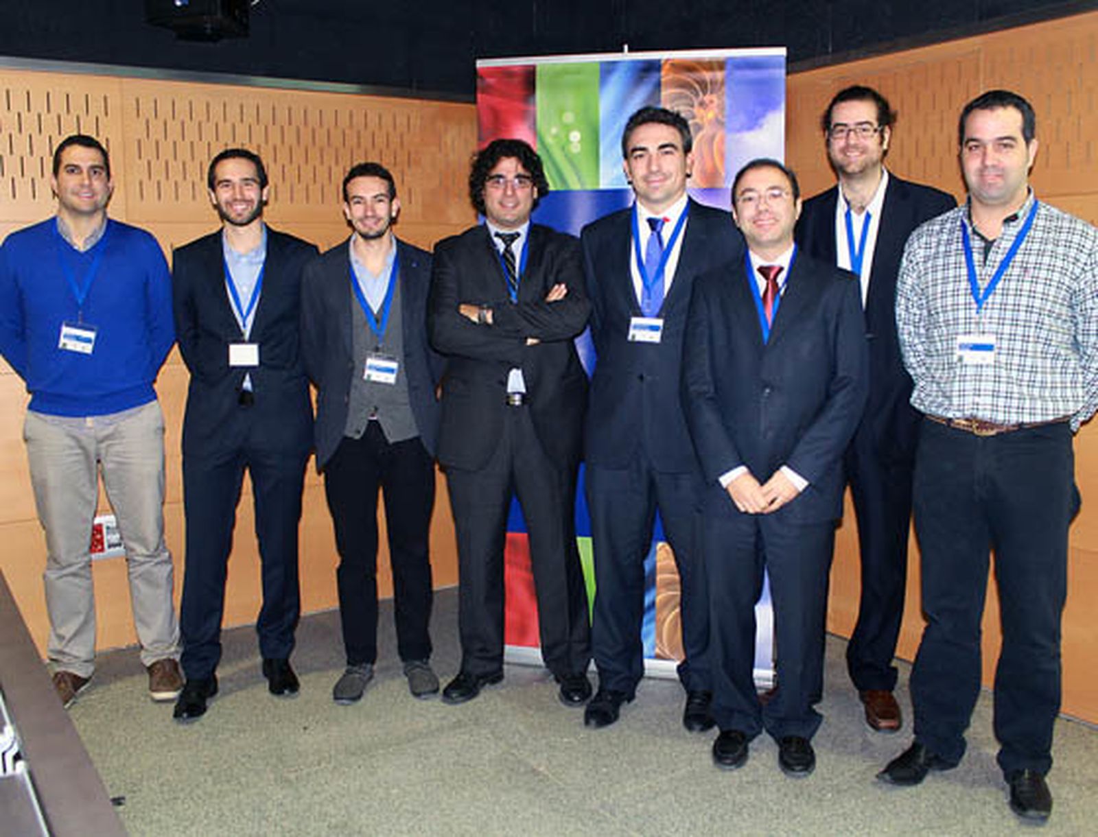 David Troya (Glamping Hub), Juan Quirós (Crowdence), Antonio Martínez Lara (Genlogic), Eugenio Domínguez (Geonomous),  David García Ternero (Wellness Healthcare), Víctor Ayllón (BitRevenue), Pedro Navajas (Konssult) y Ángel Cárcaba (Heligemas).  Foto: Victoria Ramírez