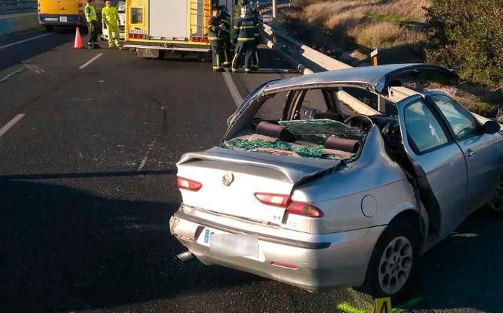Estado de uno de los coches implicados en el choque.