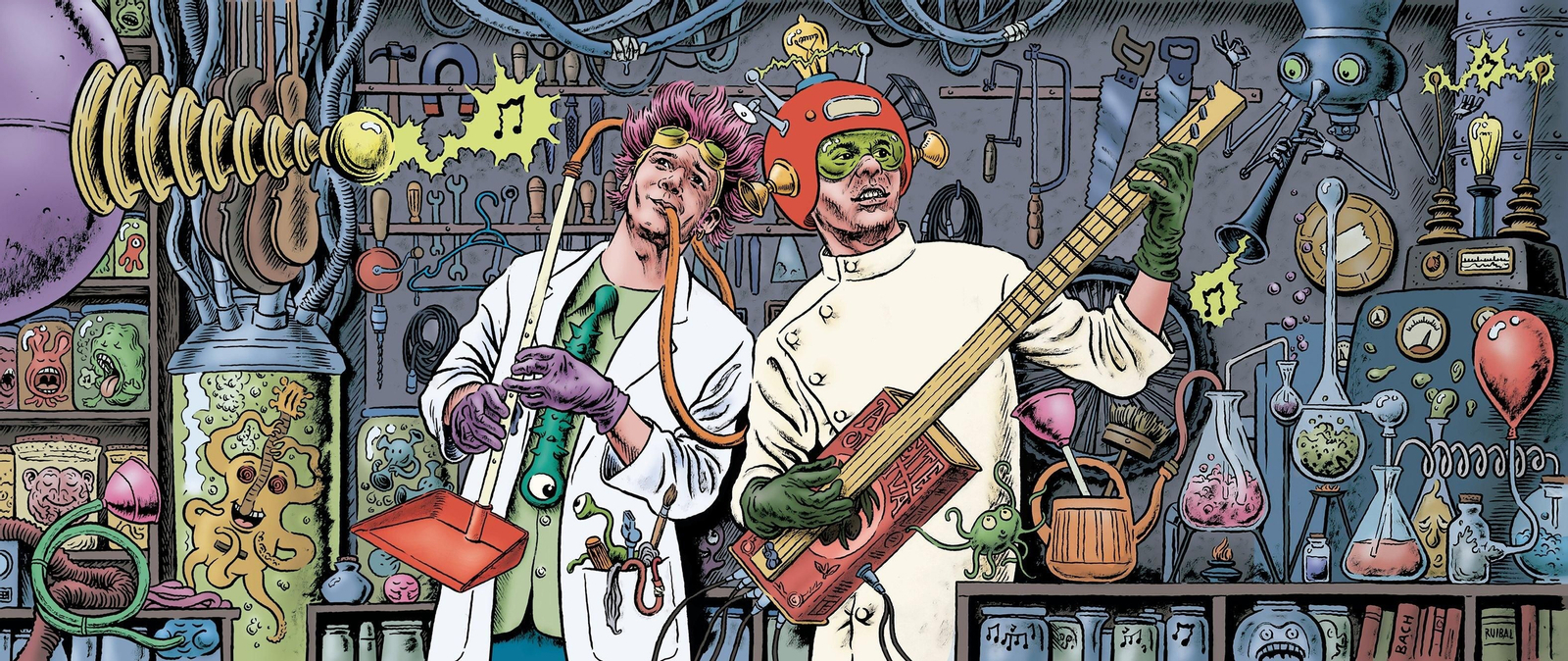 Los músicos de Vibra-to recreados por el talentoso ilustrador Miguel Brieva.