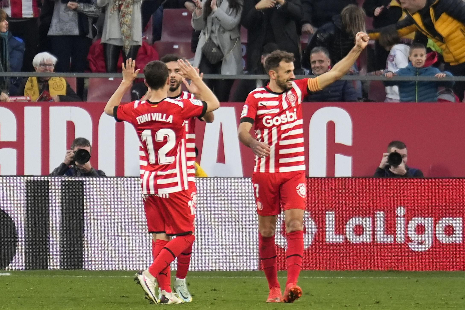 Alegría de los jugadores del Girona.