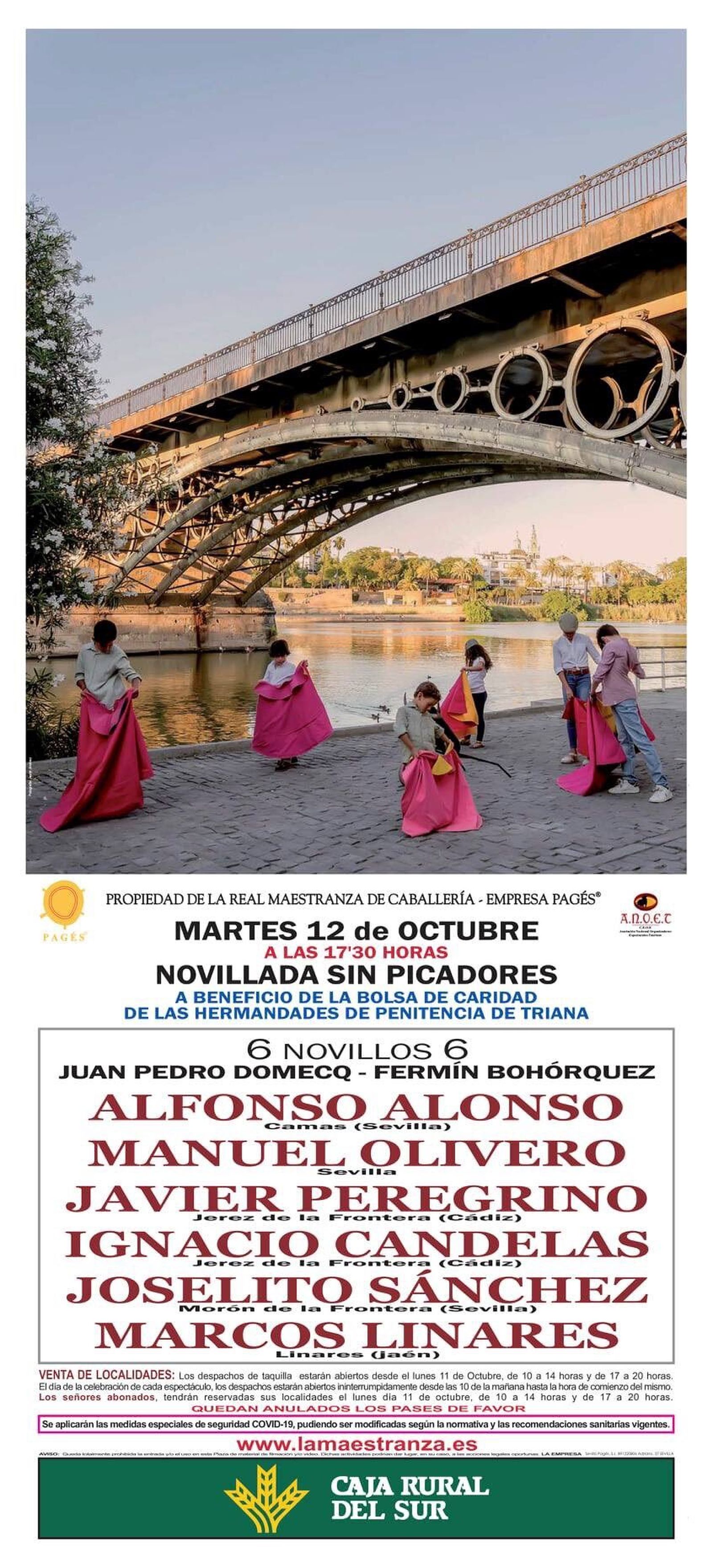 Cartel de la novillada sin picadores para el 12 de octubre