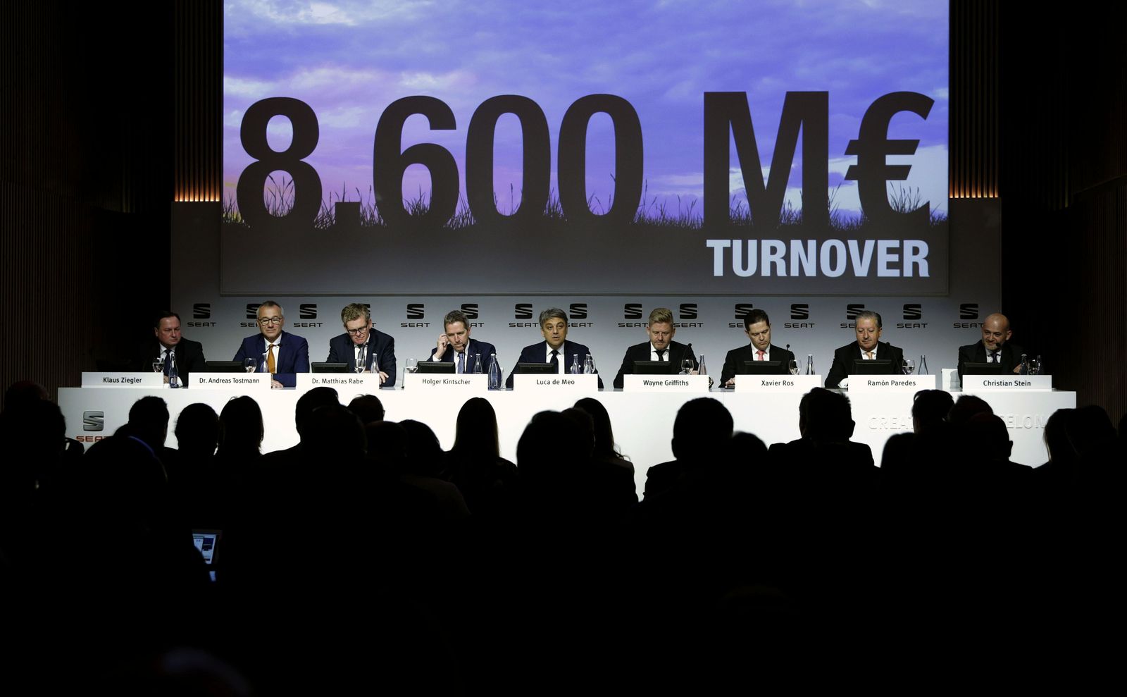 Los responsables de Seat, durante la presentación de resultados.