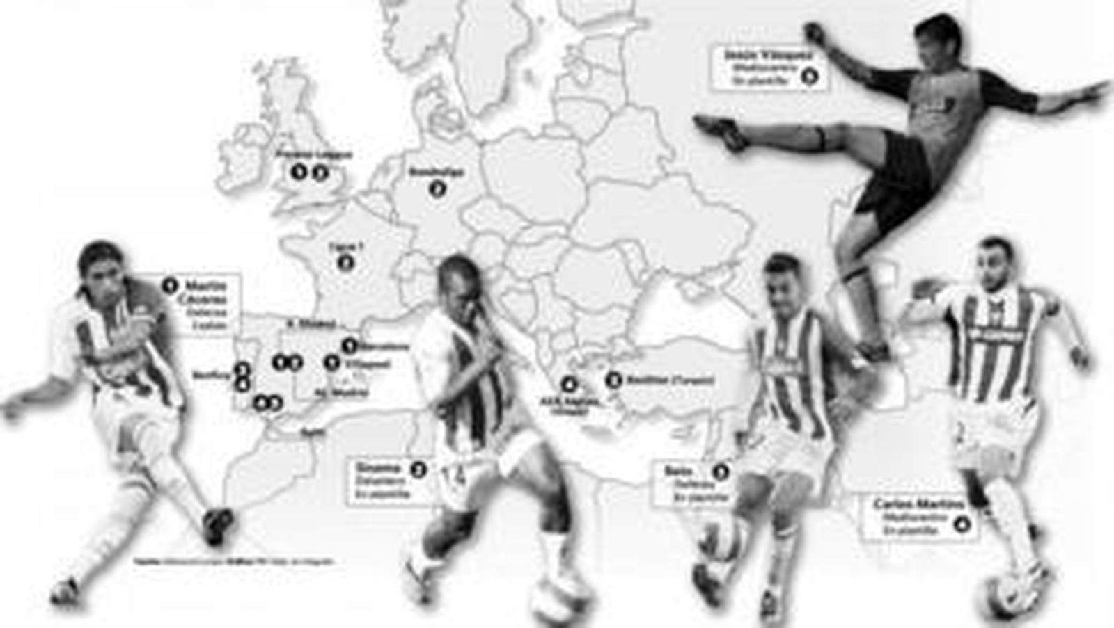 El plantel del Recre, en el punto de mira del fútbol nacional y europeo