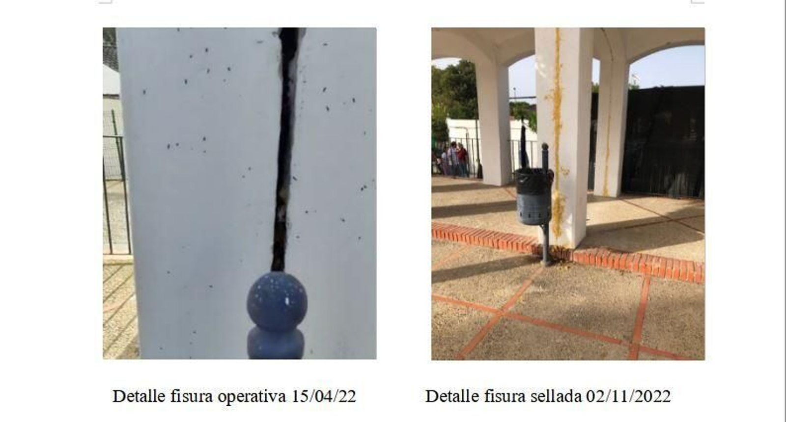 La fisura sellada denunciada por Ecologistas en Acción.