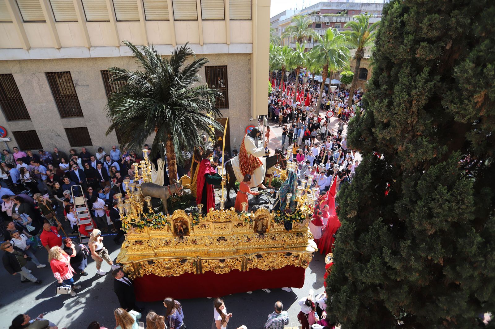 Imágenes del recorrido de la Borriquita  por las calles de Huelva