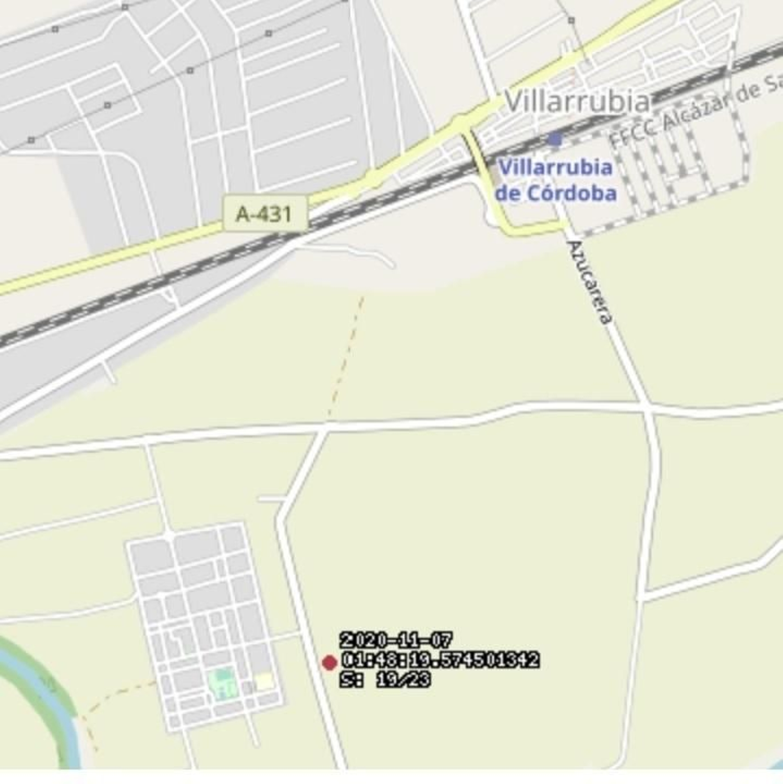 Localización de la caída del rayo en Villarrubia.