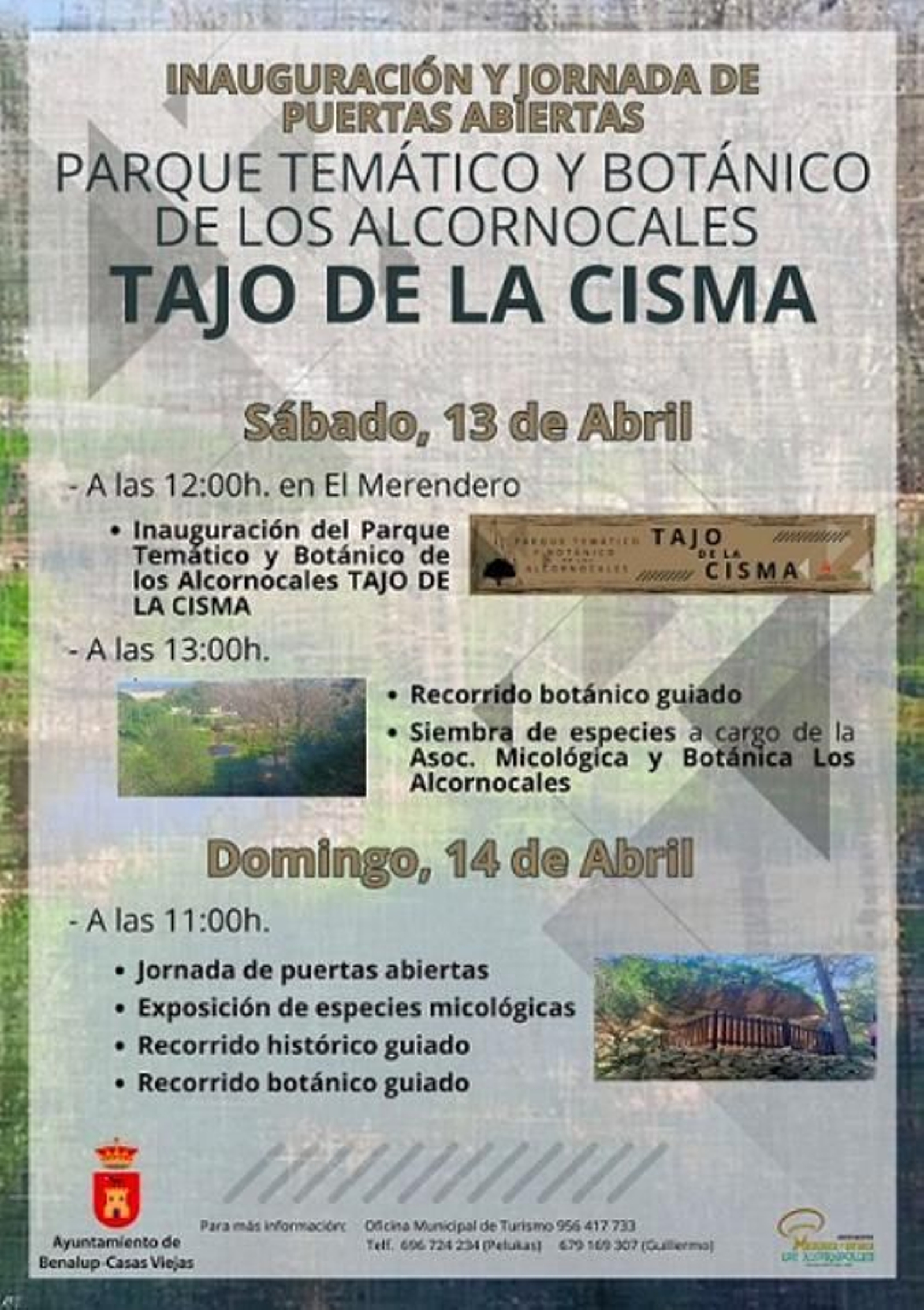 Cartel de la inauguración del nuevo Parque Temático y Botánico de los Alcornocales ‘Tajo de la Cisma’.