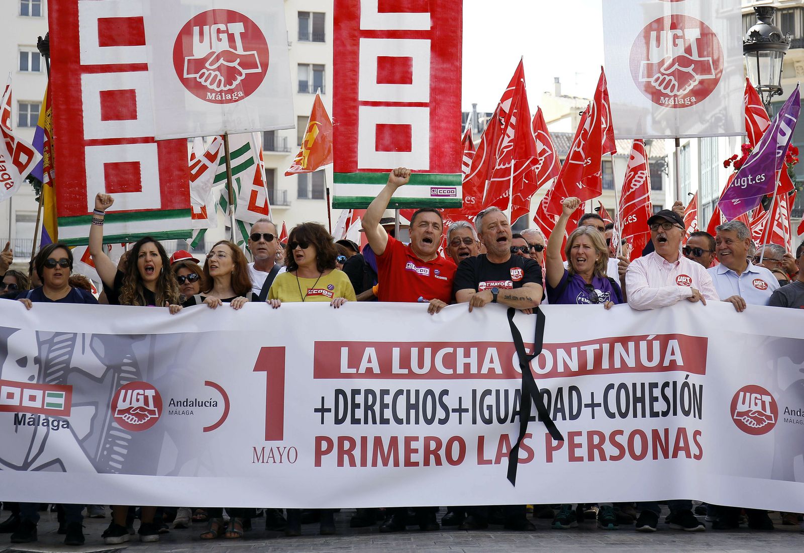 Las mejores fotografías de la manifestación del 1 de mayo en Málaga