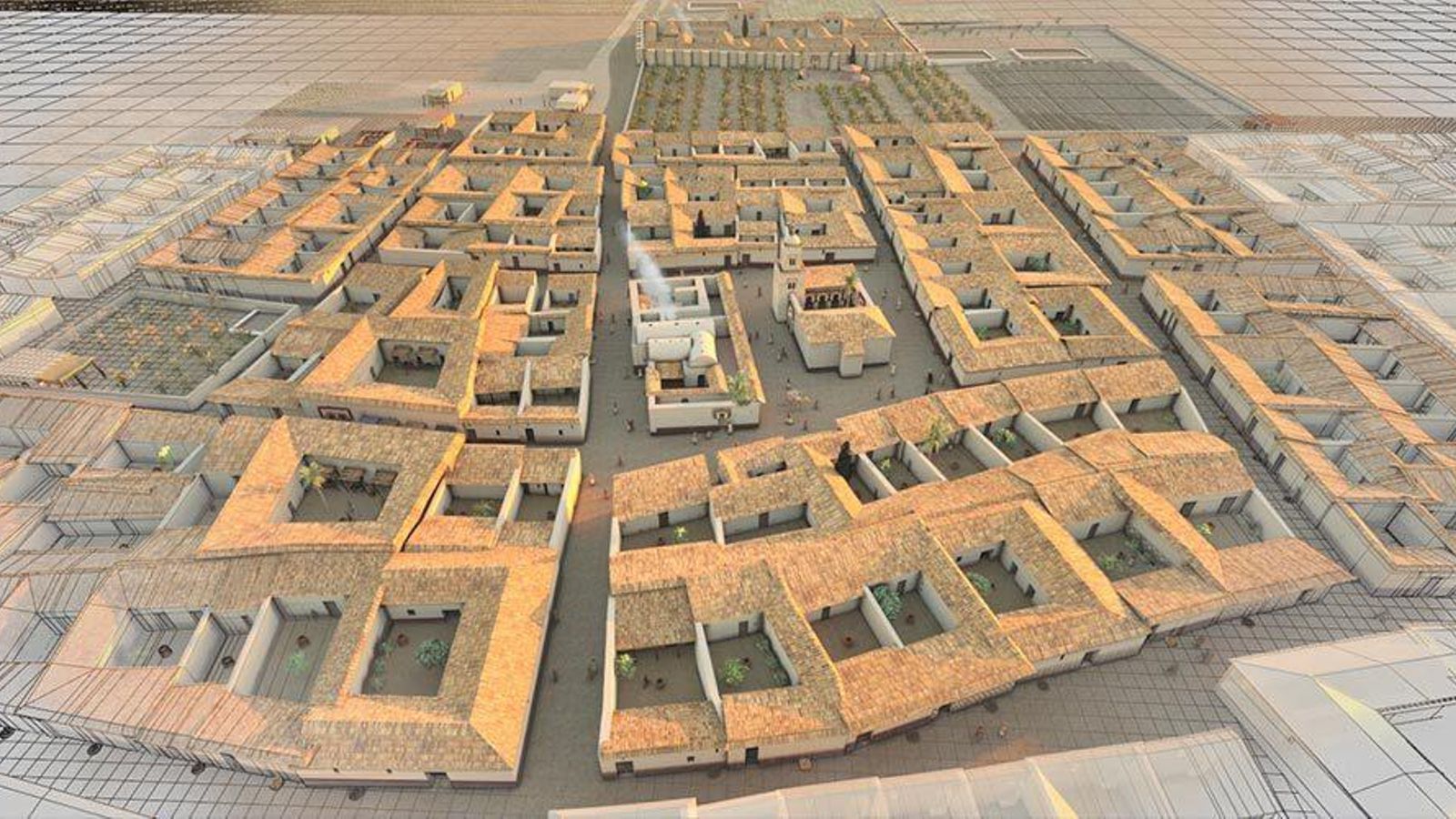 Recreación de arrabales de la Córdoba omeya realizado por la empresa arqueo texturas.