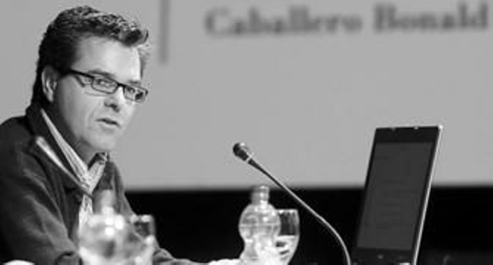 Javier Celaya, ayer durante su intervención en el congreso, donde reivindicó los soportes electrónicos.