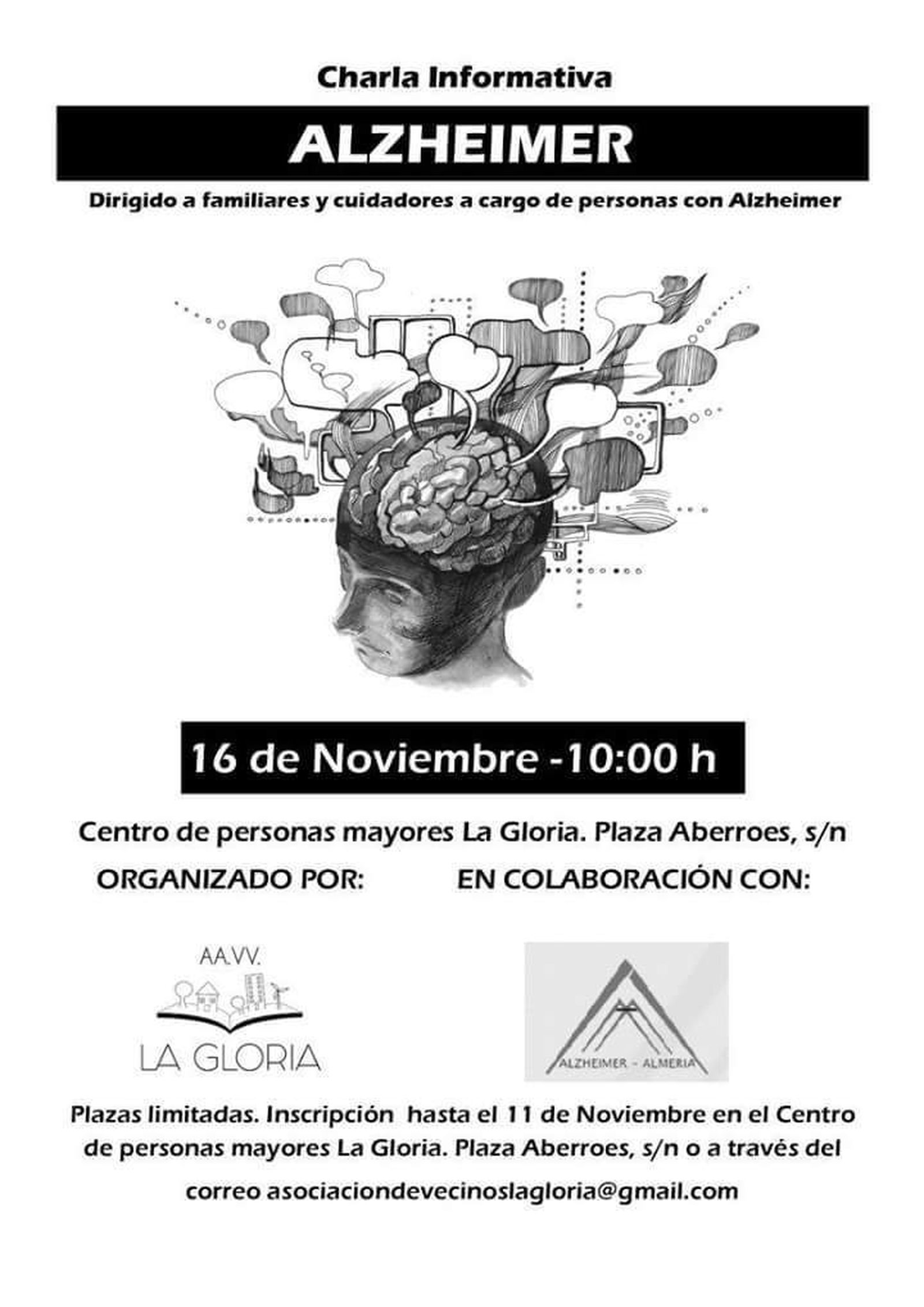Cartel de la próxima charla.
