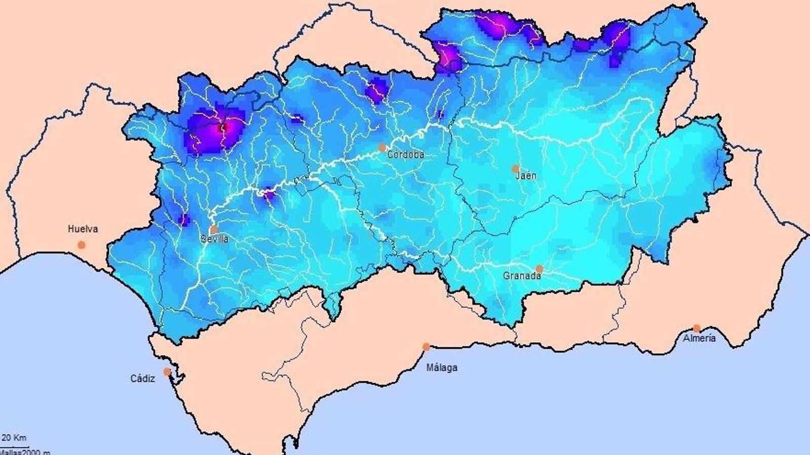 Distribución de las precipitaciones en junio por pantanos Distribución de las precipitaciones en junio por pantanos