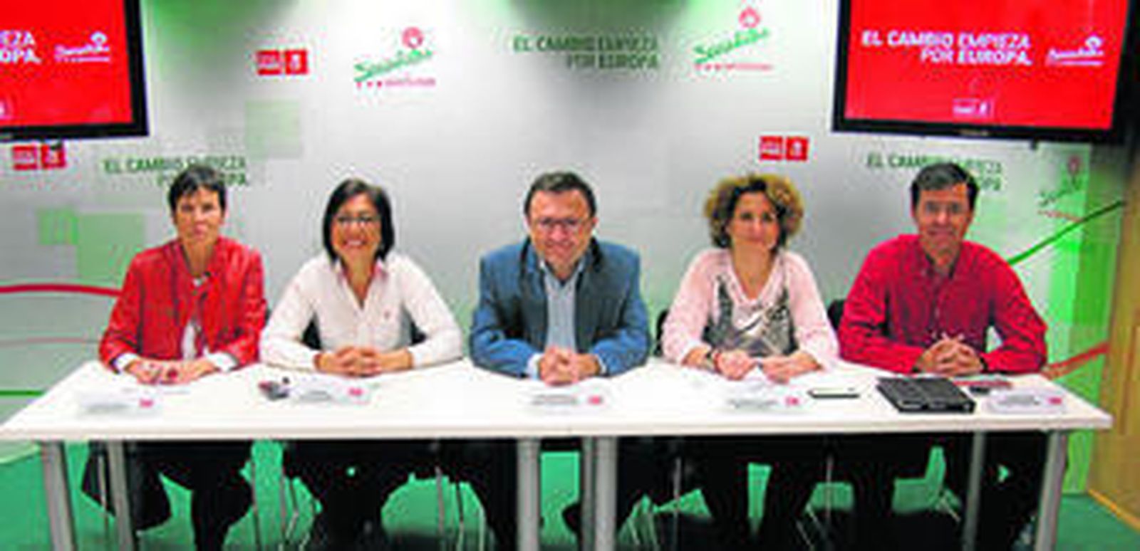 Martel, Gámez, Heredia, Serrano y Fernández, ayer.