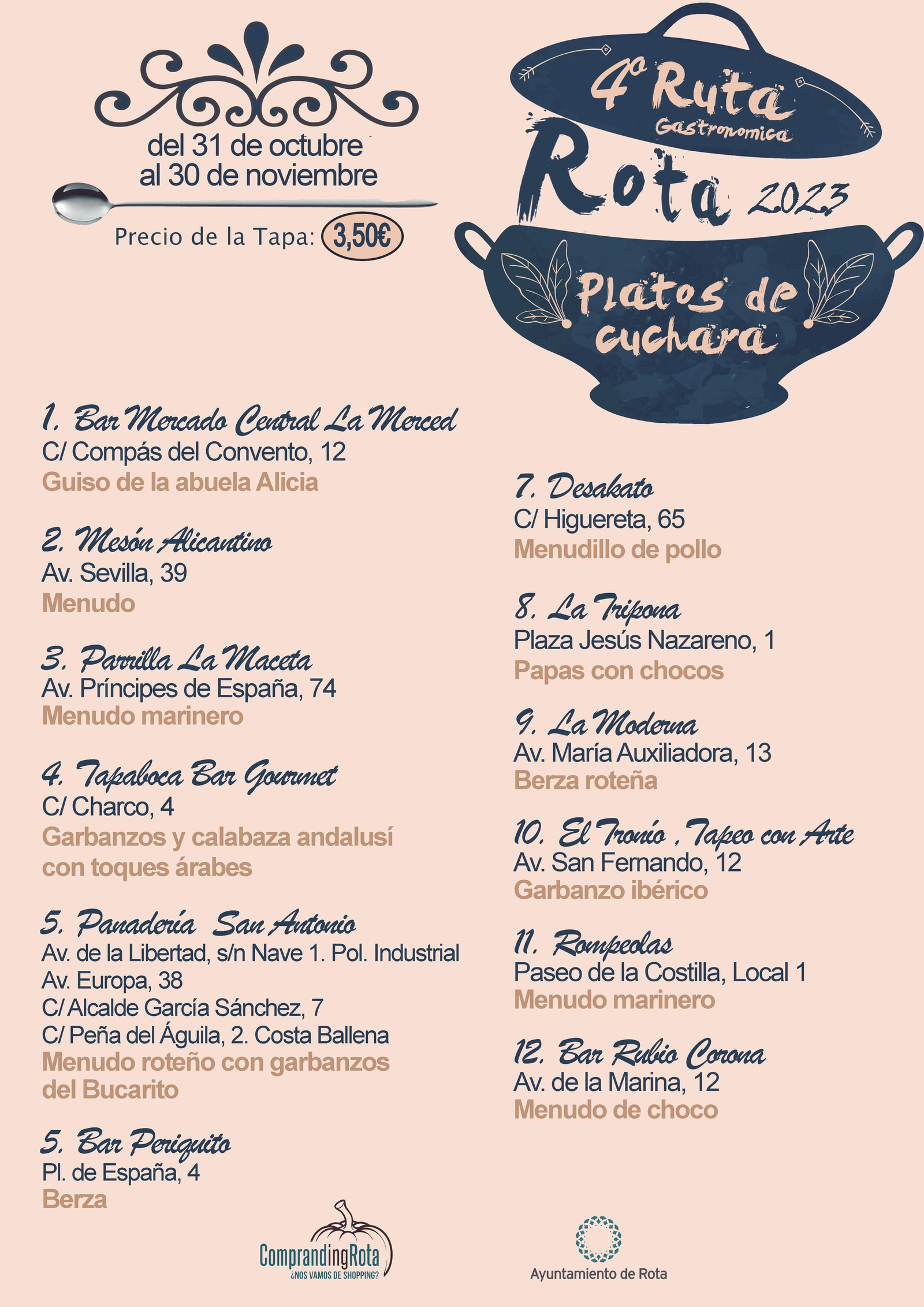 Cartel de la IV Ruta del cuchareo en Rota.