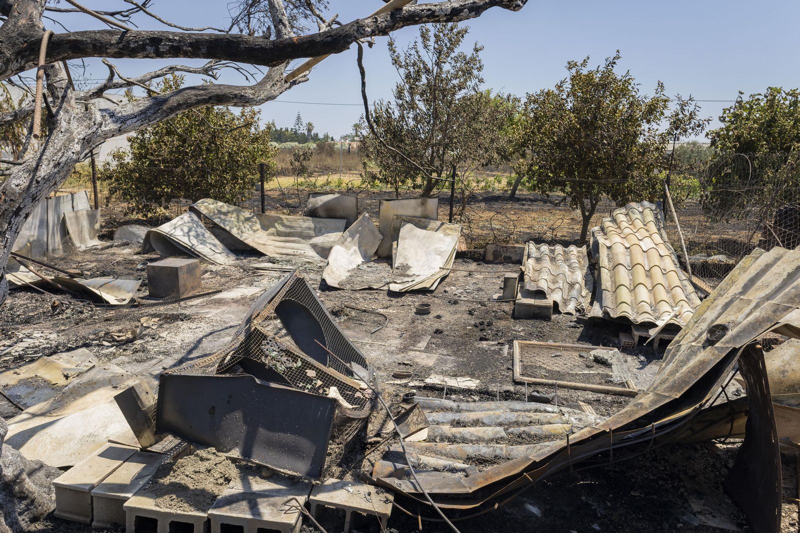 Las imágenes del incendio declarado junto a Roche, en Conil