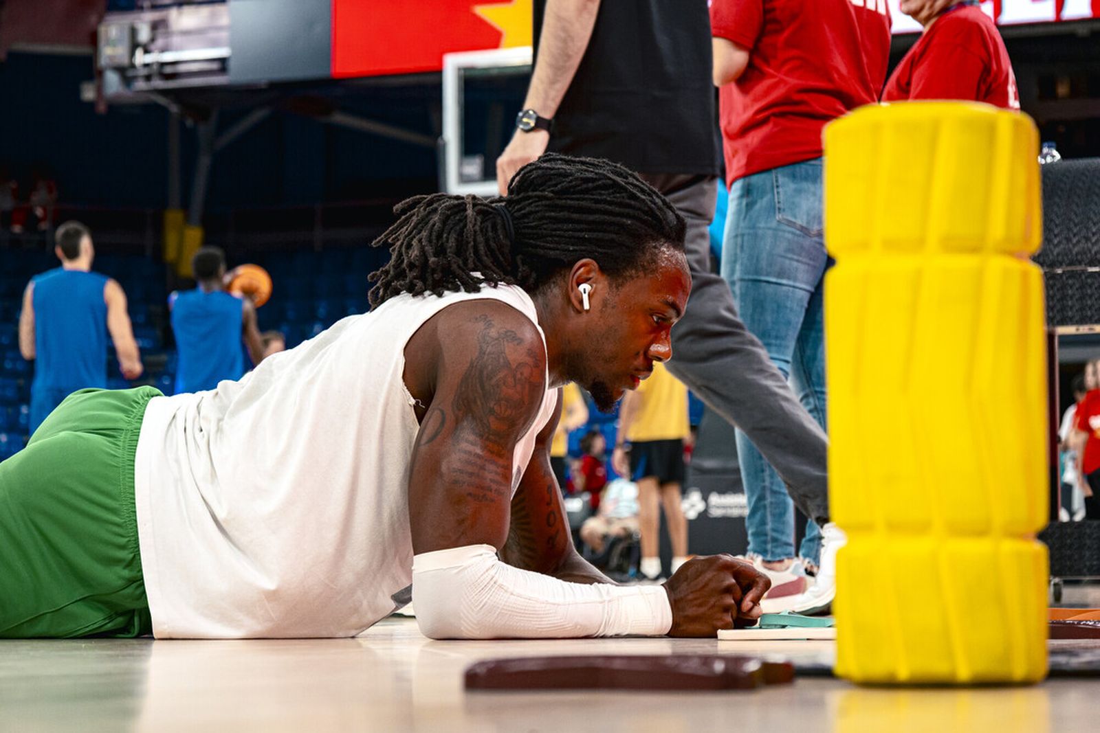 Barça-Unicaja: Calentamiento en el Palau Blaugrana