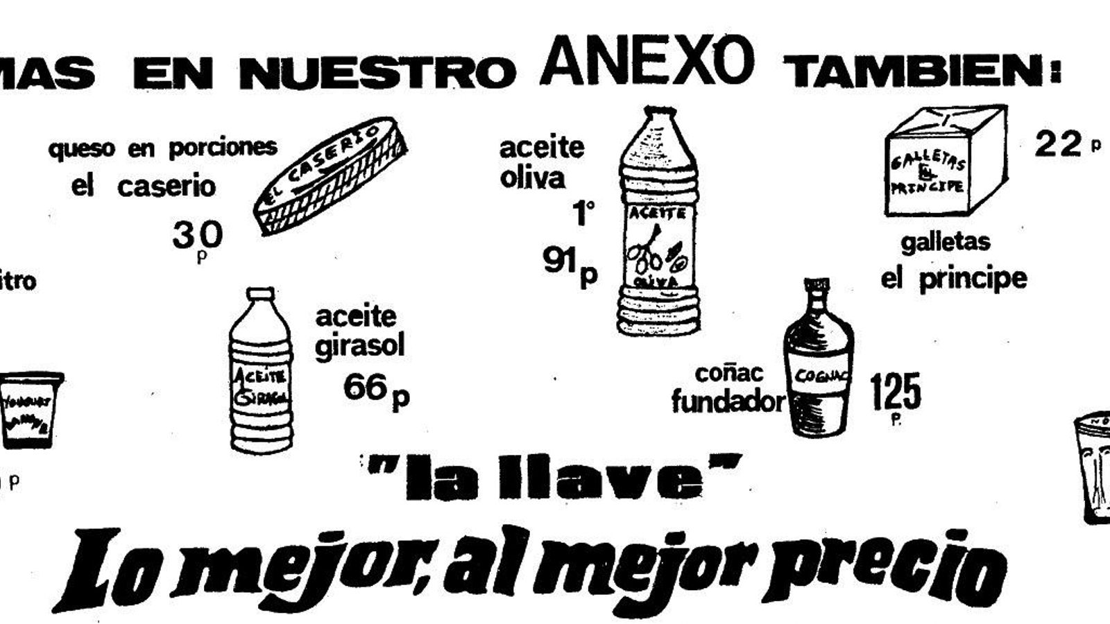 Cartel publicitario de “La Llave” de 1977 donde se anuncia un Danone por 10 pesetas