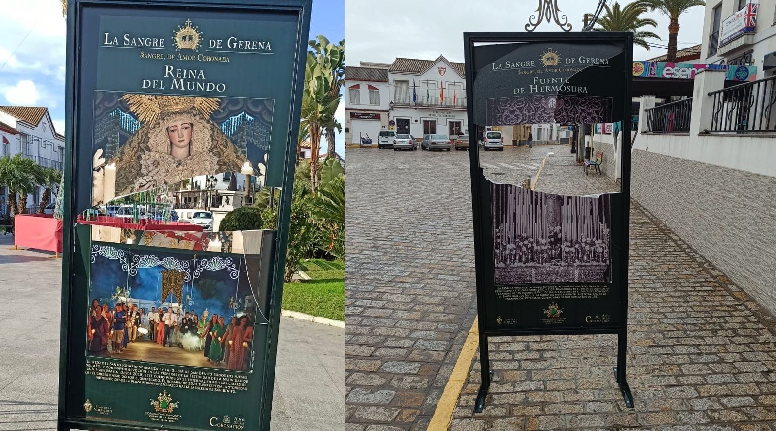 Algunas de las marquesinas vandalizadas