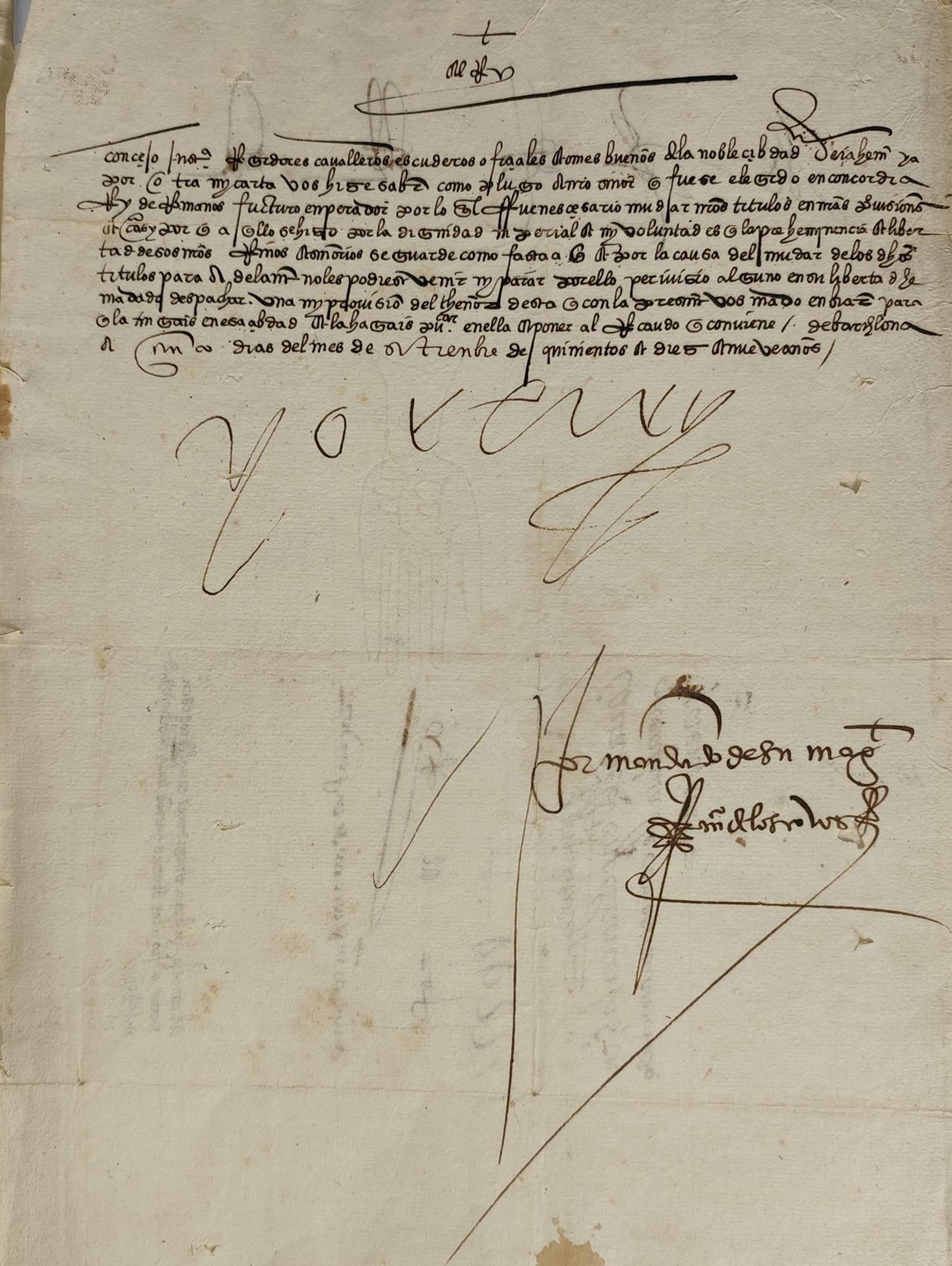 Cédula real del emperador Carlos V a la ciudad de Jaén.